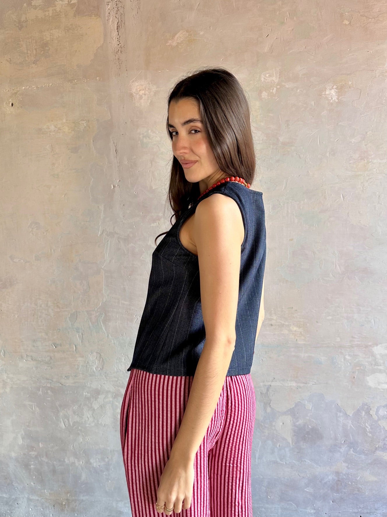 Chaleco efecto denim