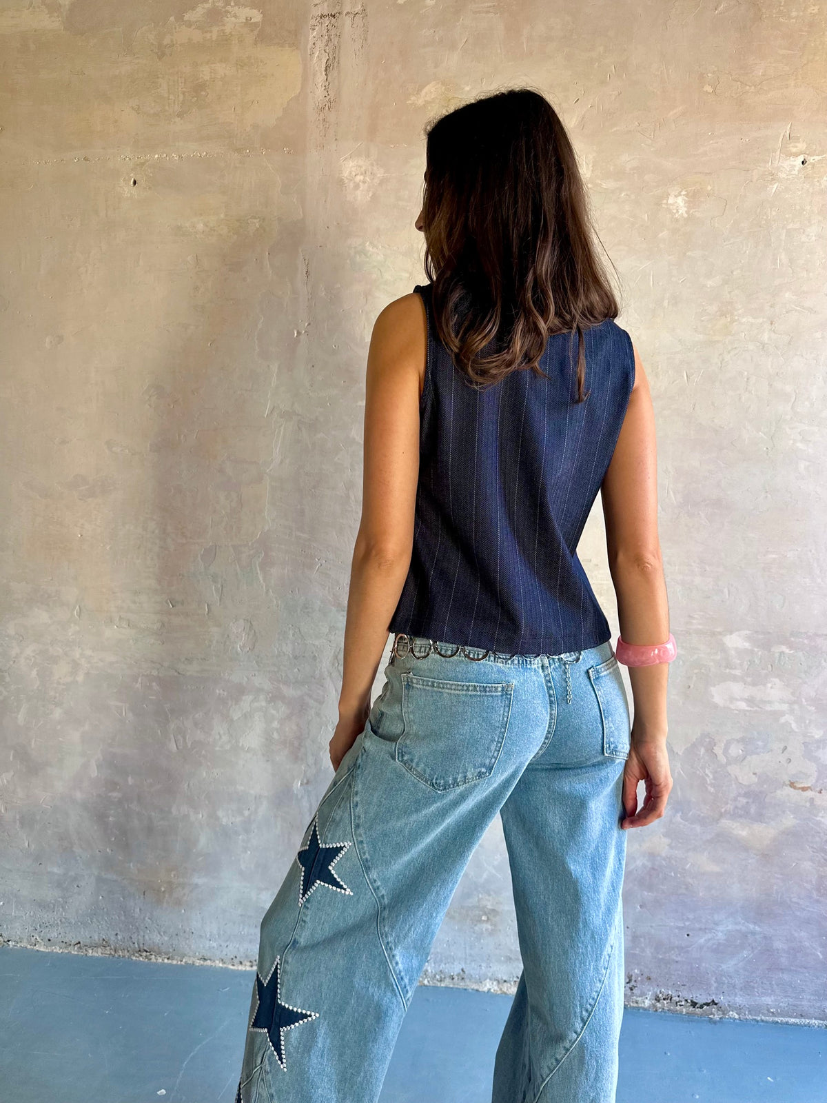 Chaleco efecto denim