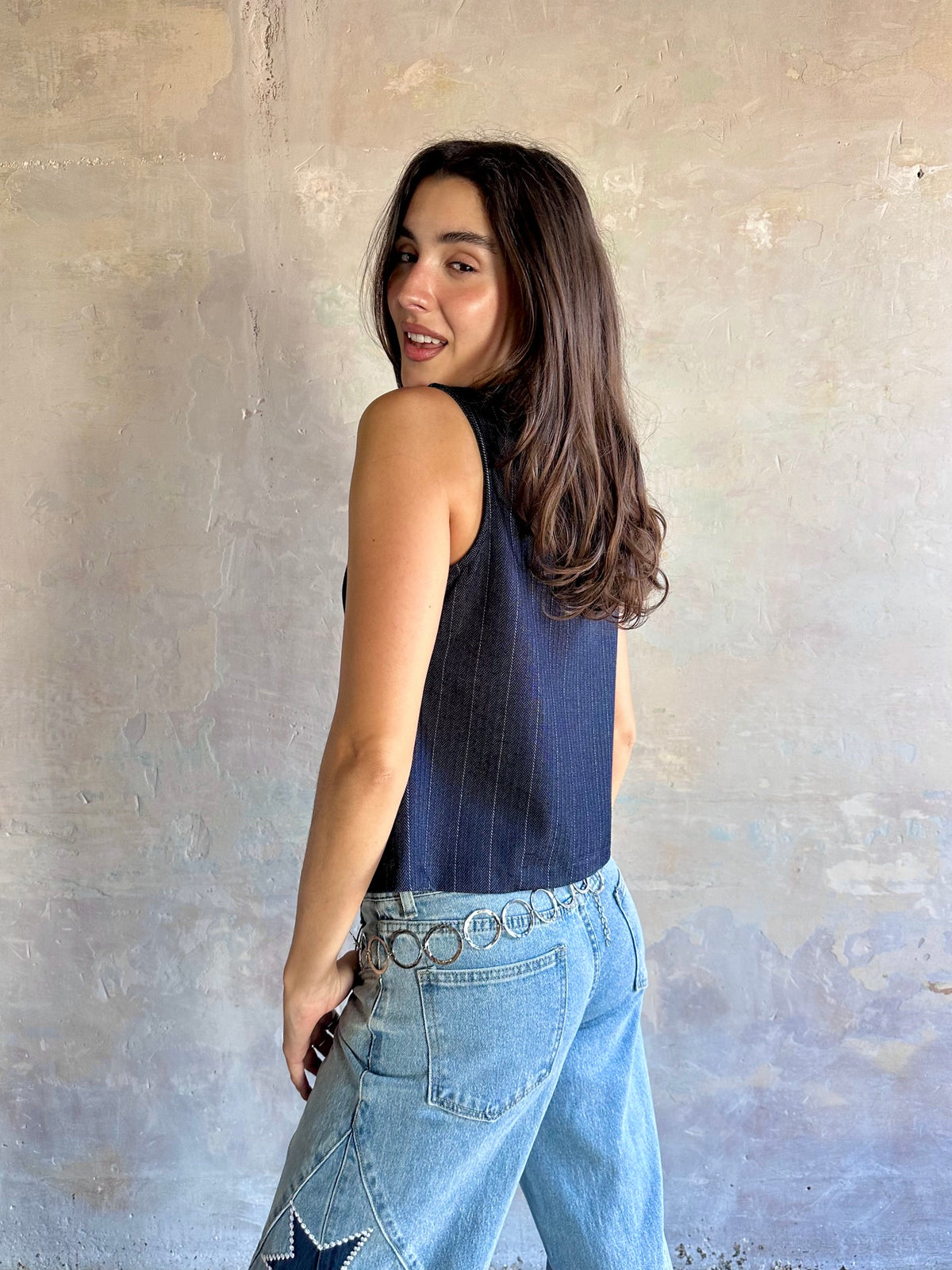 Chaleco efecto denim