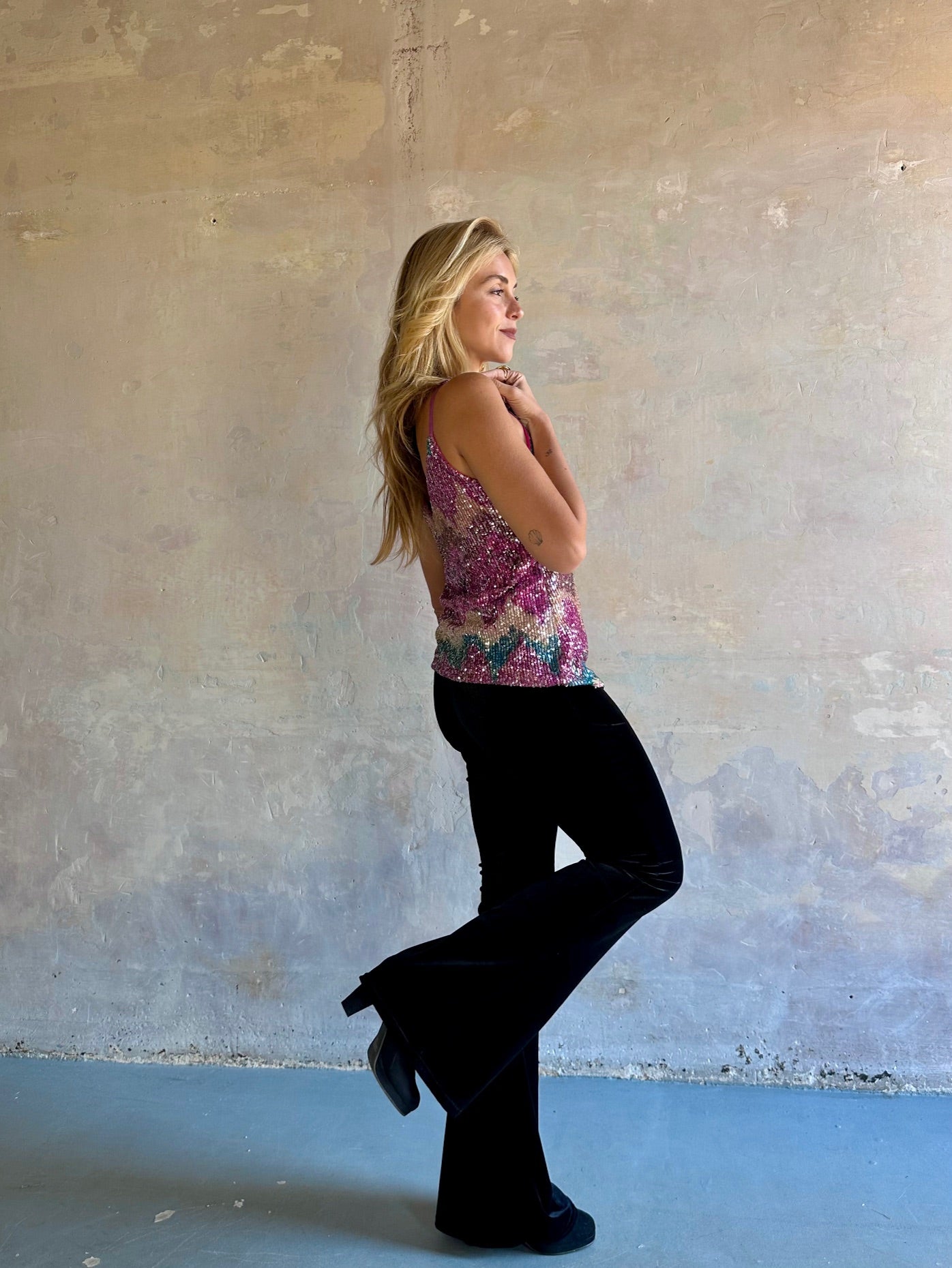 Pantalón flare velvet