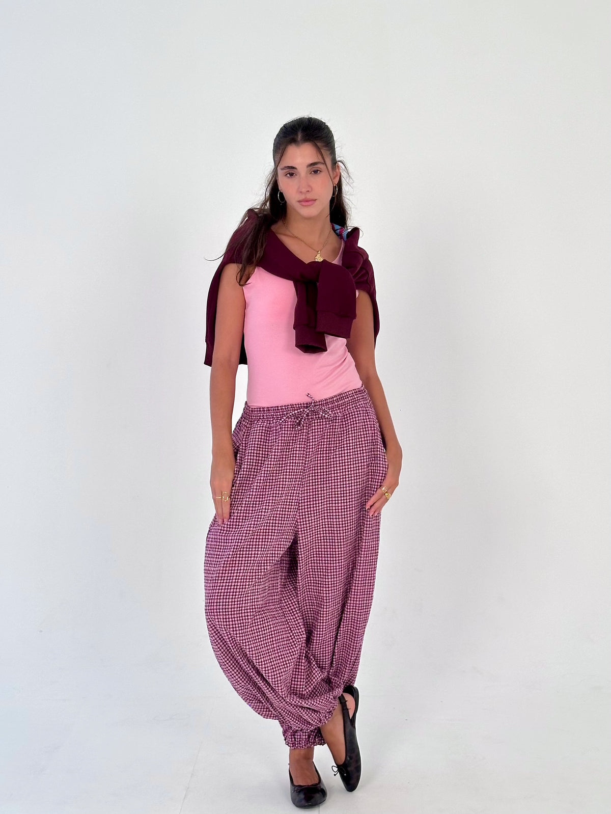 Pantalón bombacho vichy
