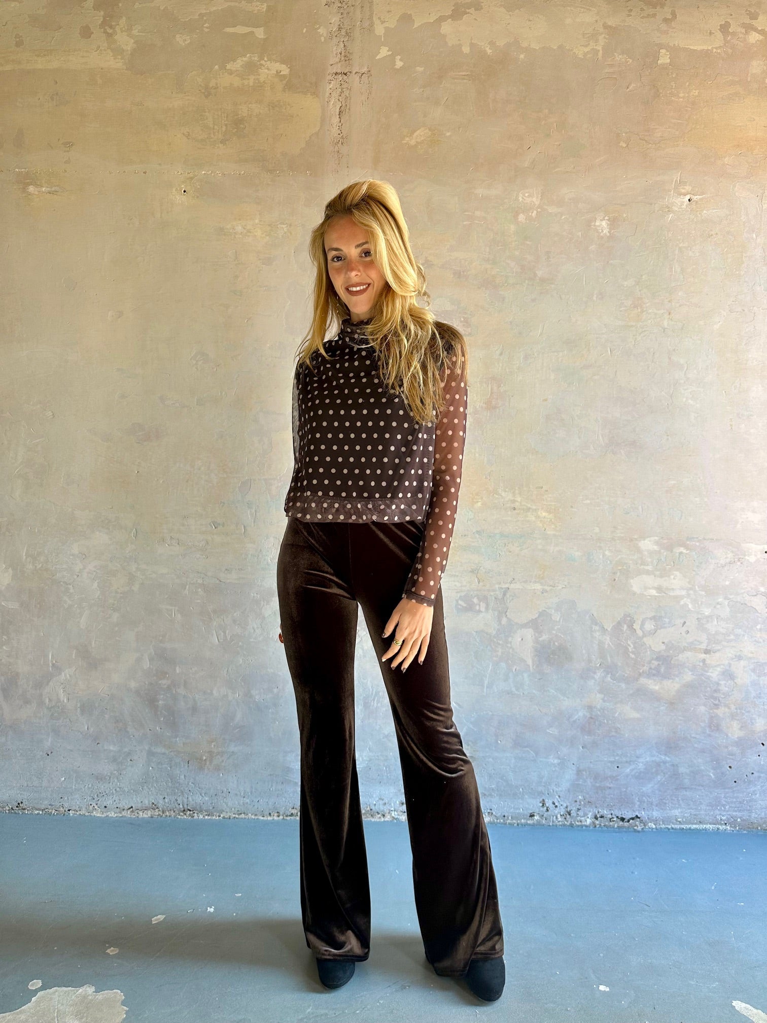 Pantalón flare velvet