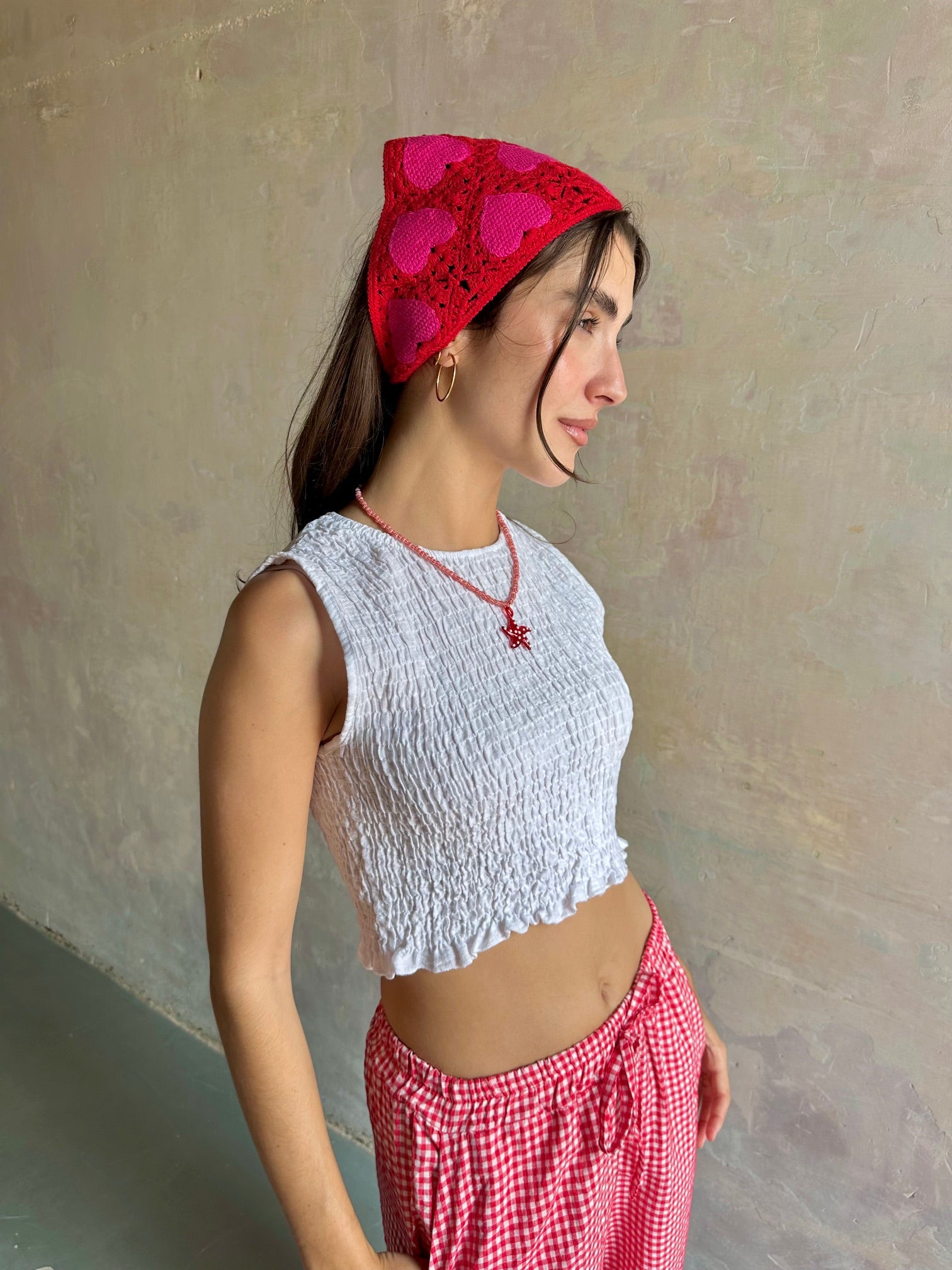 Bandana crochet corazones