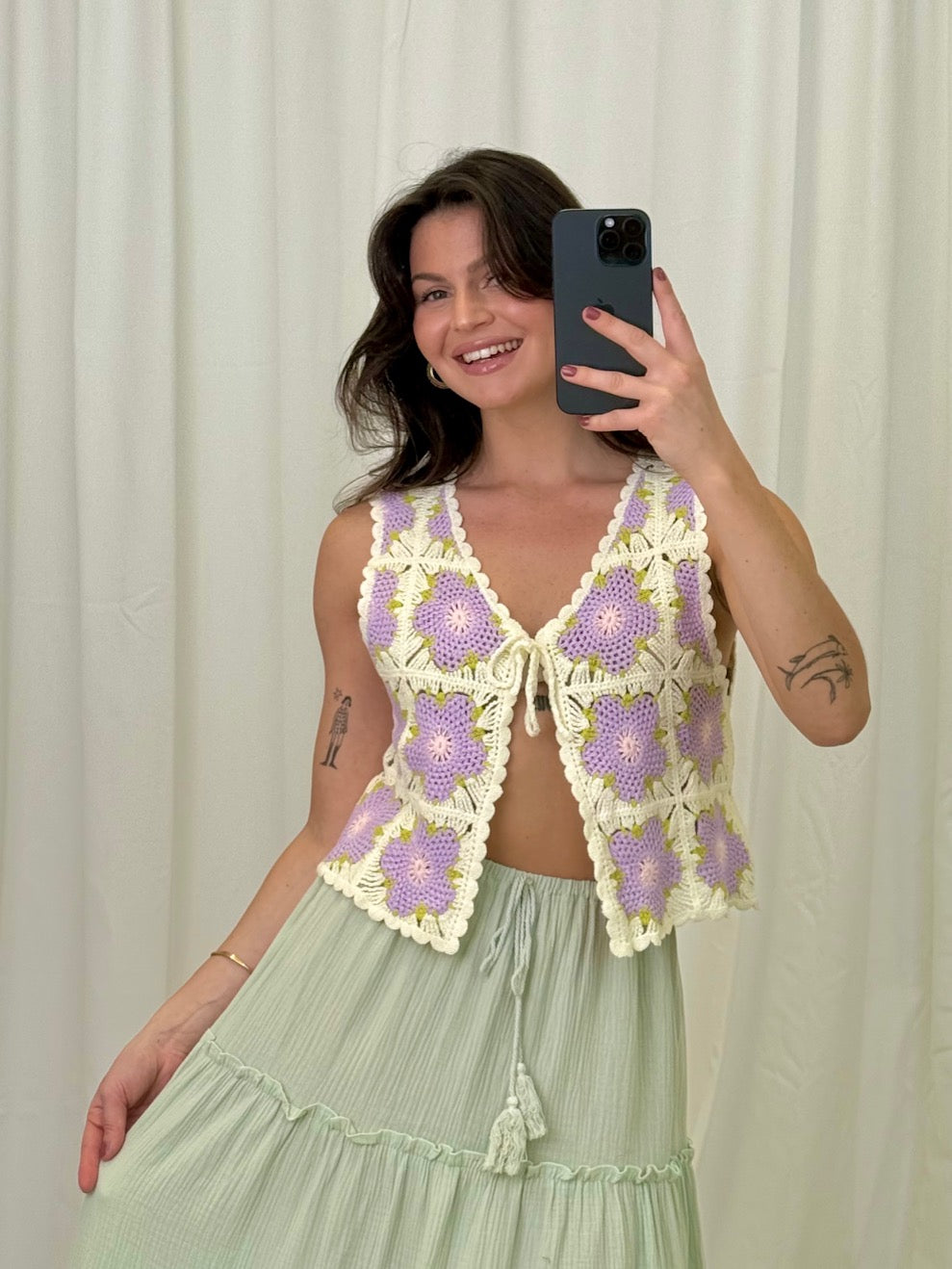 Chaleco crochet flores
