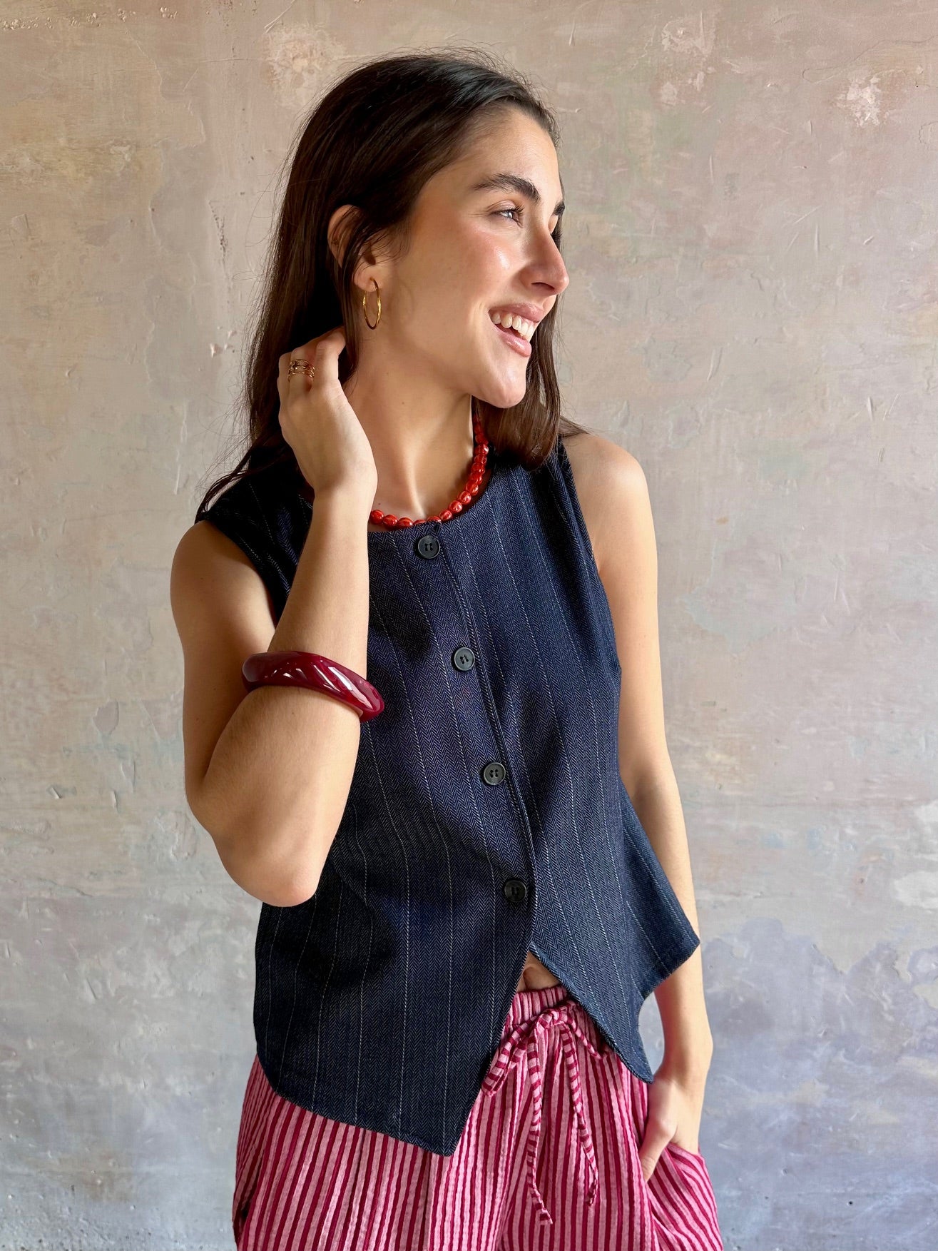 Chaleco efecto denim