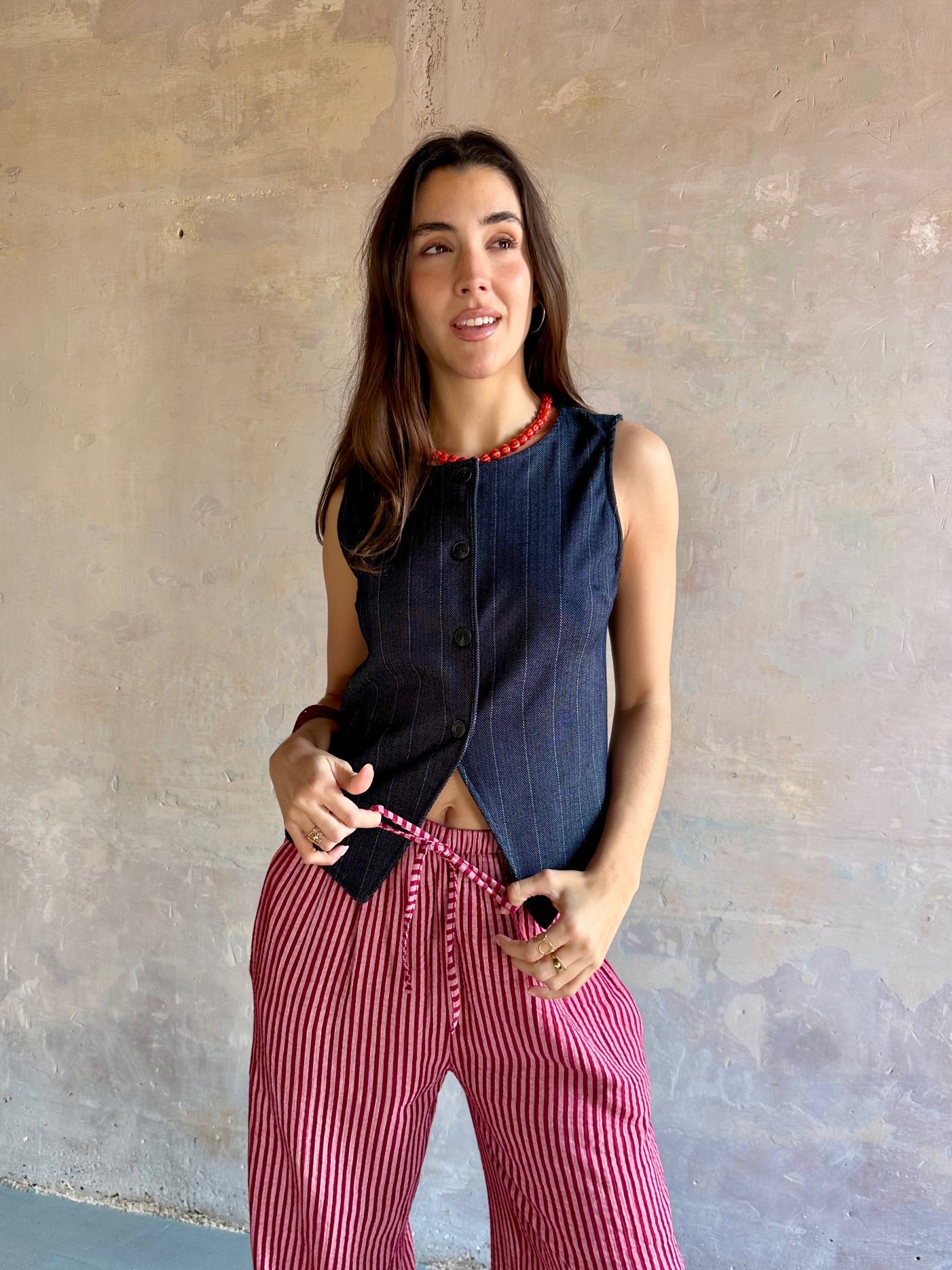 Chaleco efecto denim