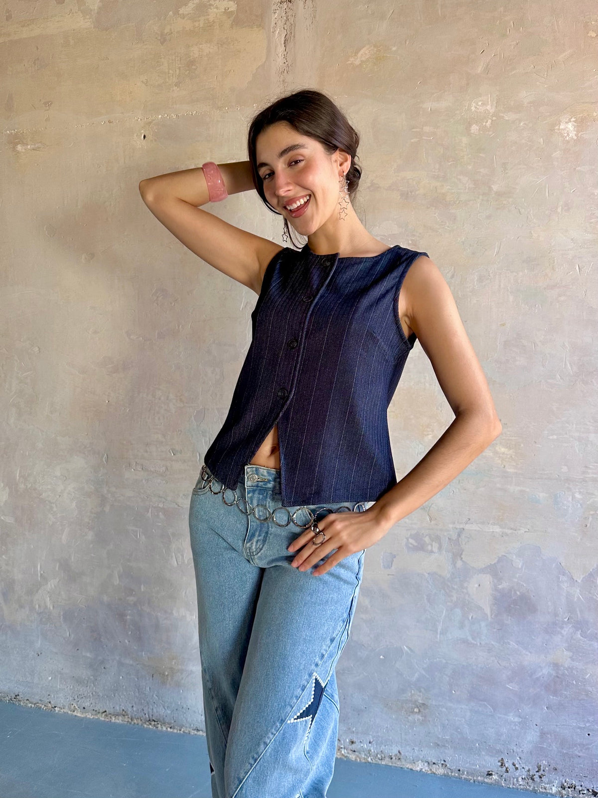Chaleco efecto denim