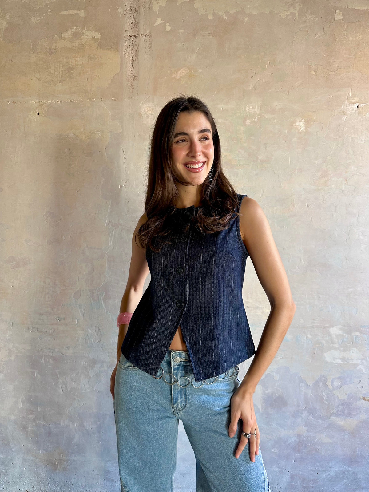 Chaleco efecto denim