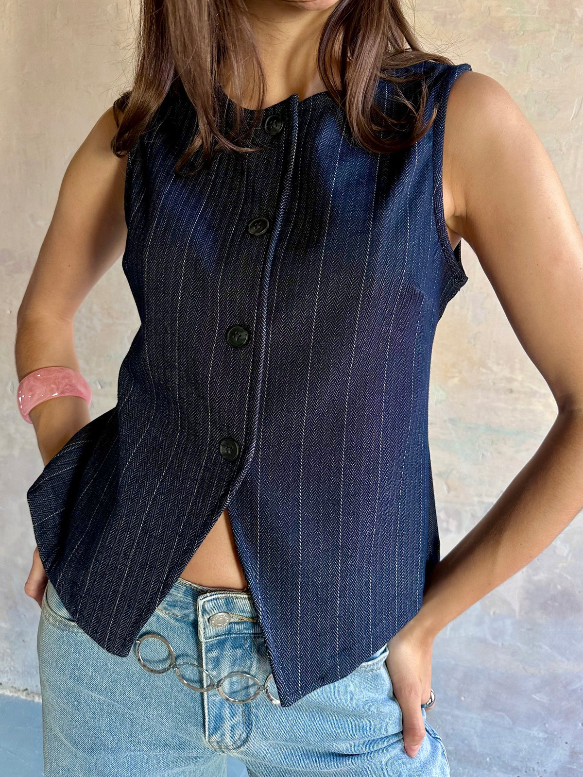 Chaleco efecto denim