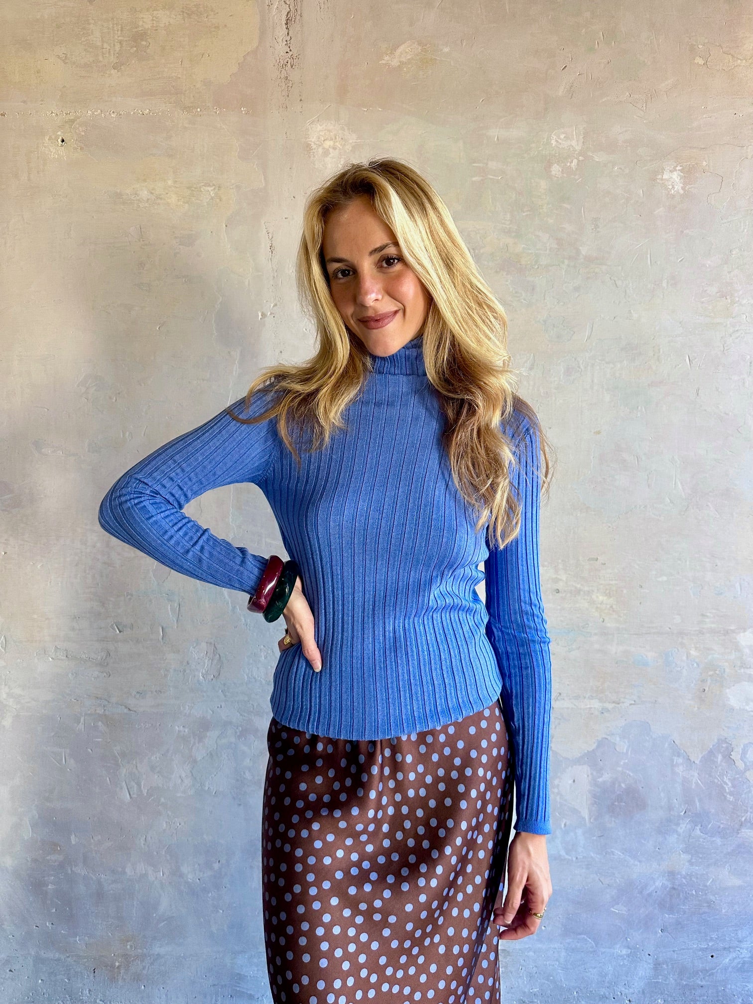 Jersey canalé cuello alto