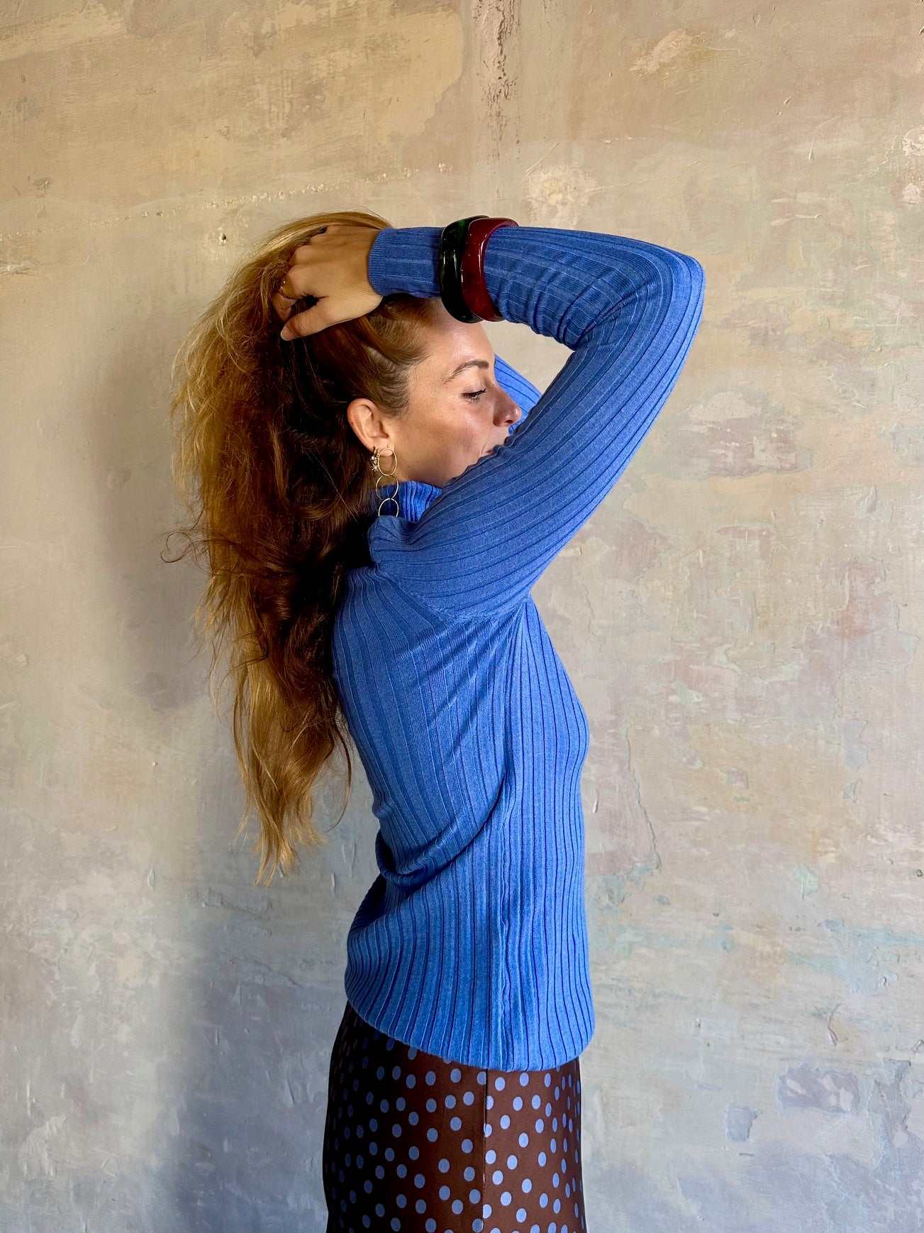 Jersey canalé cuello alto