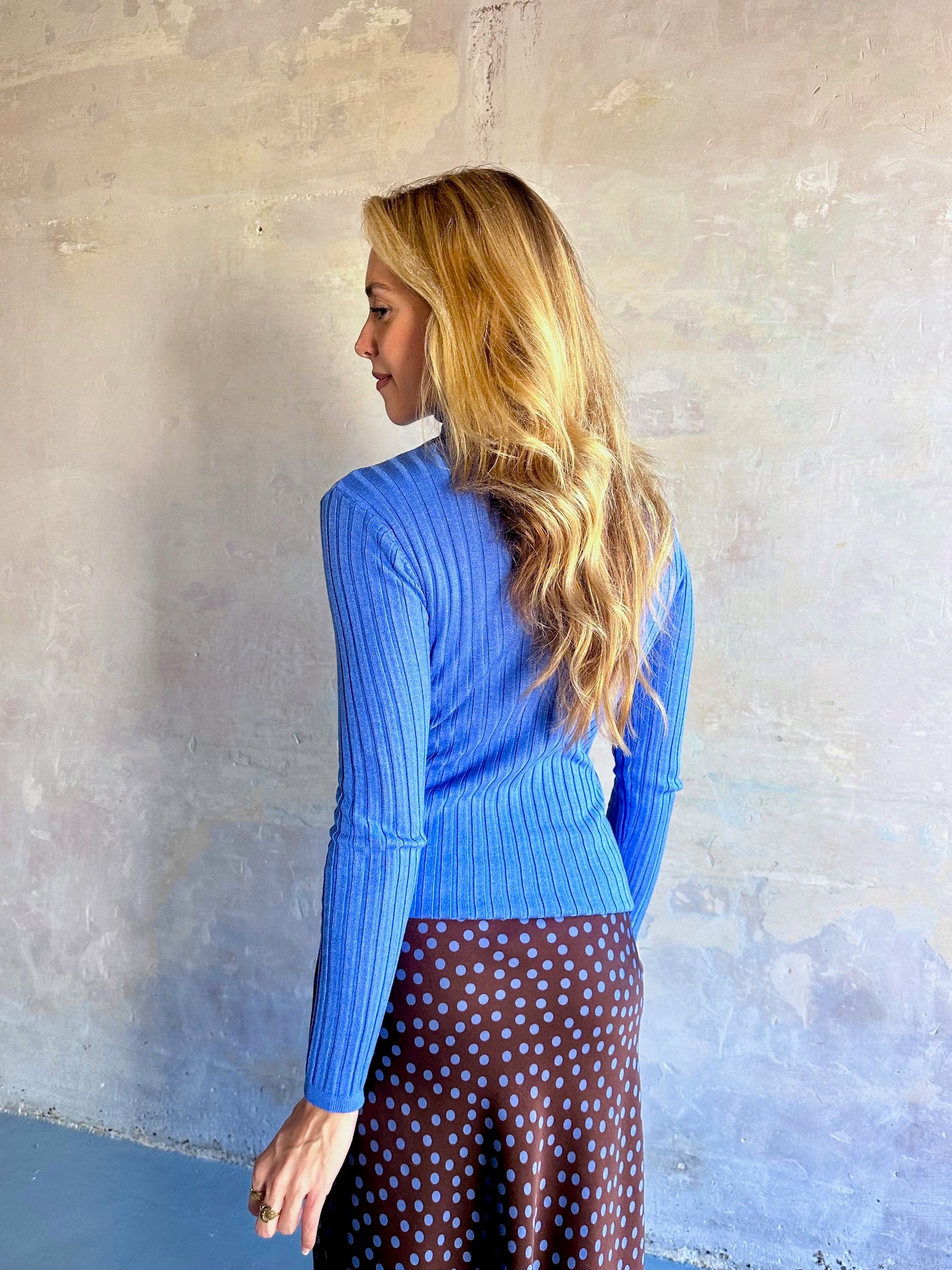 Jersey canalé cuello alto