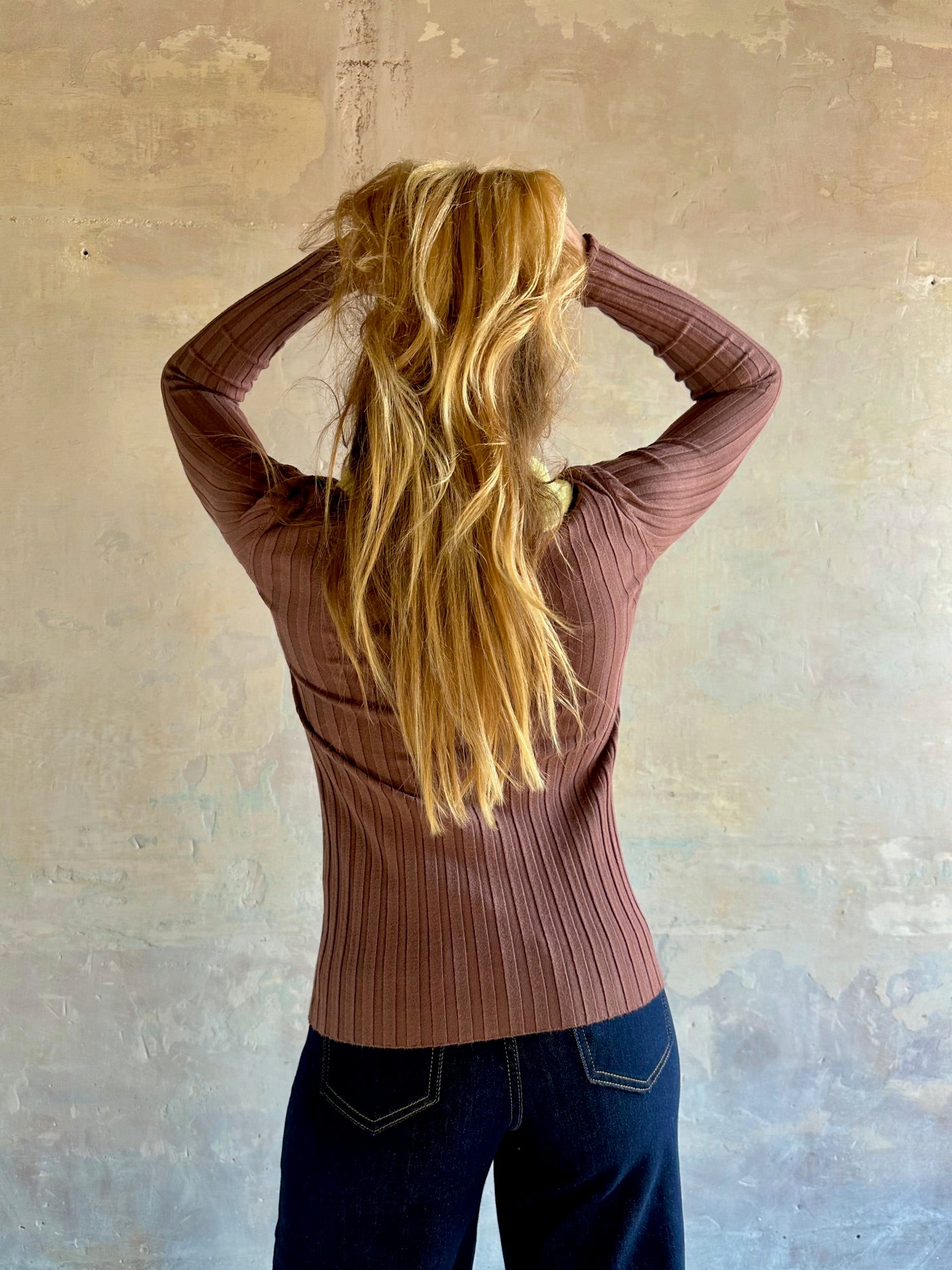 Jersey canalé cuello alto