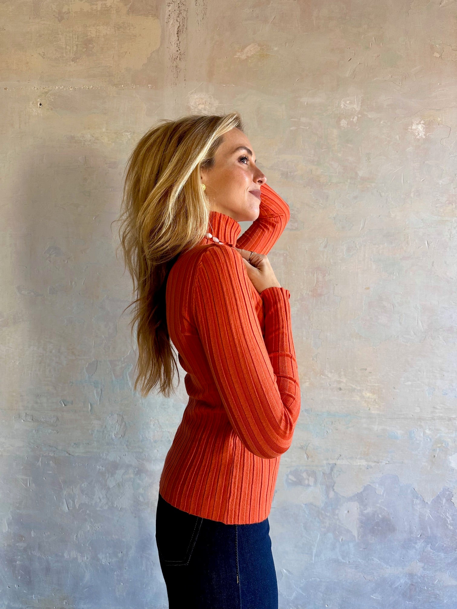 Jersey canalé cuello alto