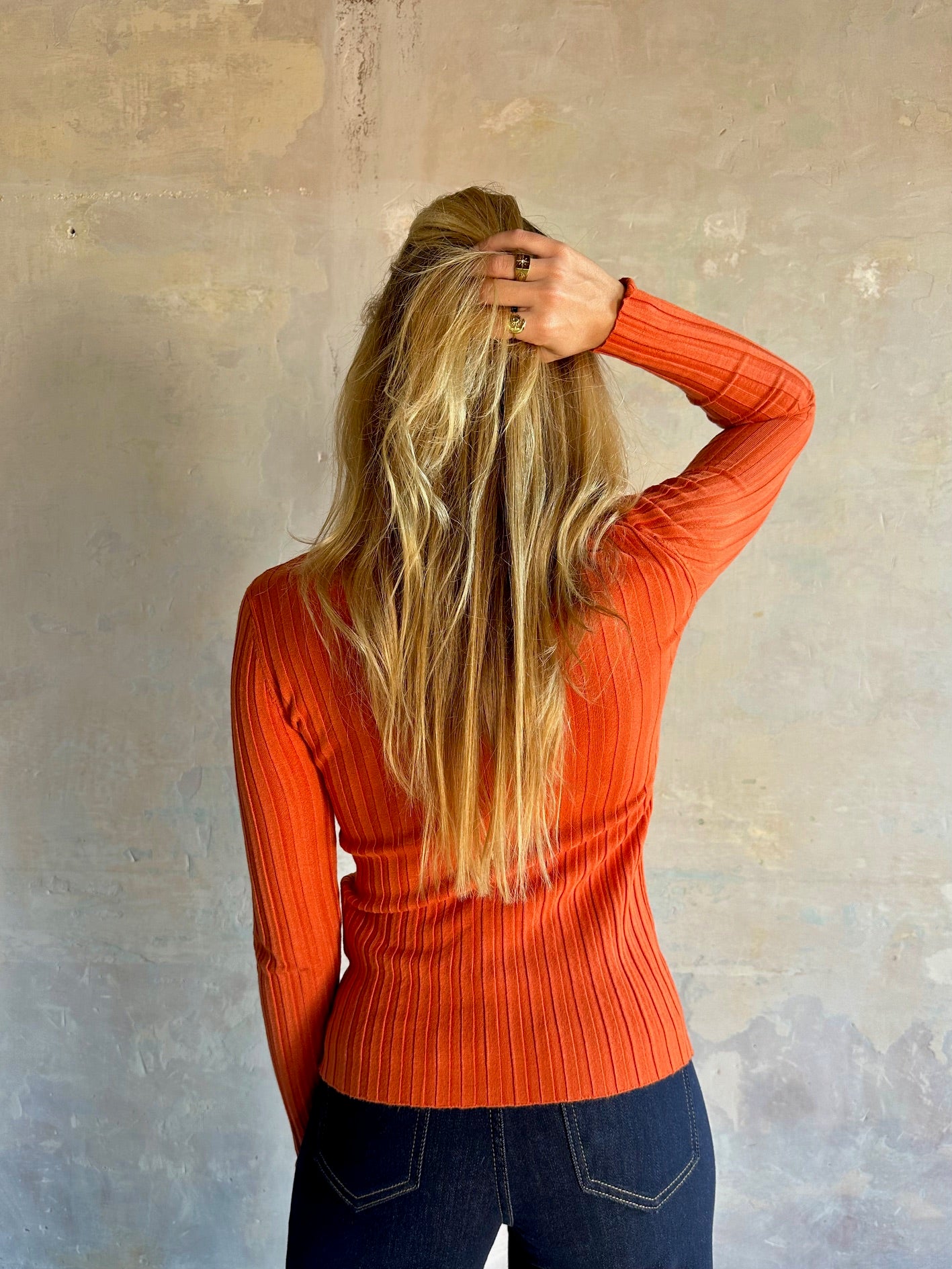 Jersey canalé cuello alto