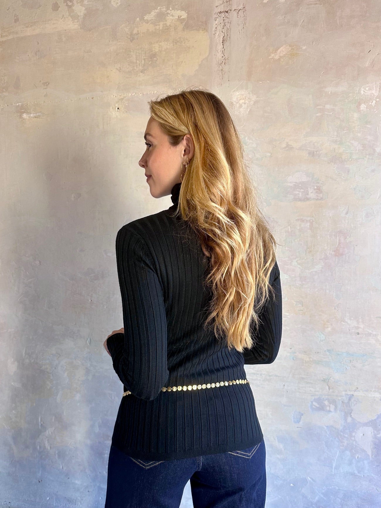 Jersey canalé cuello alto