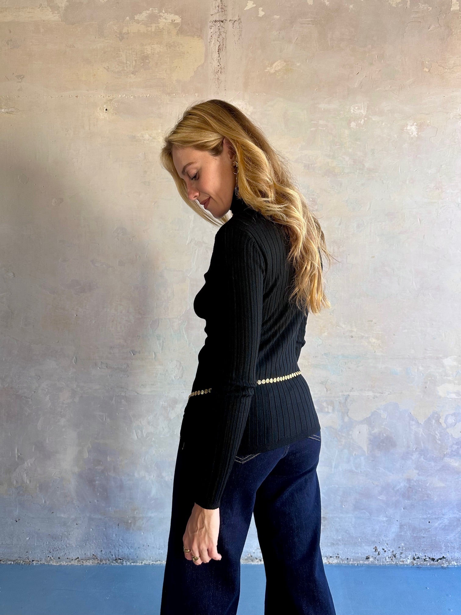 Jersey canalé cuello alto