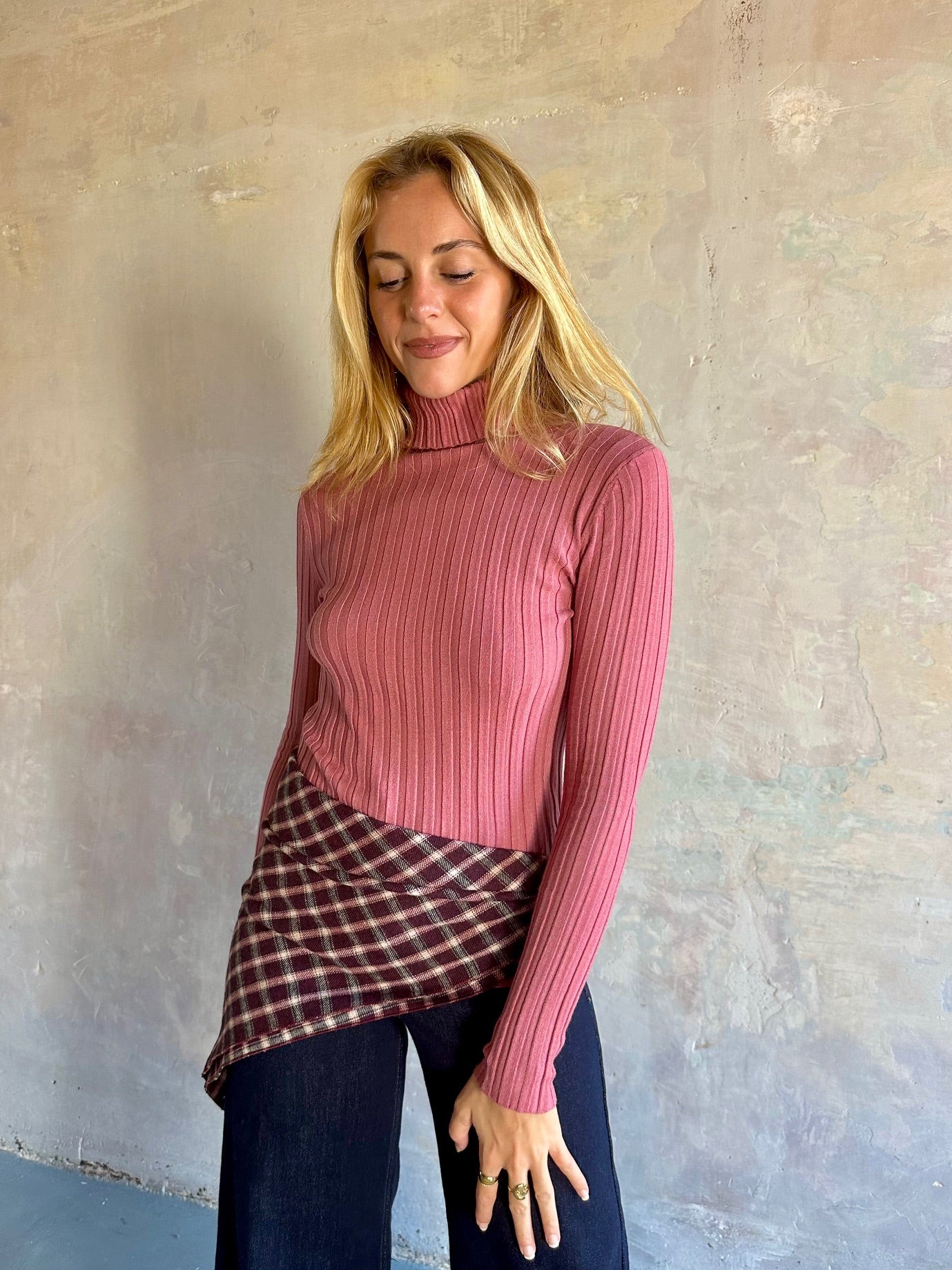 Jersey canalé cuello alto