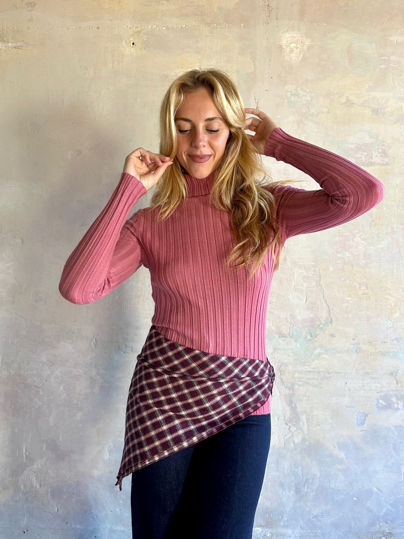 Jersey canalé cuello alto