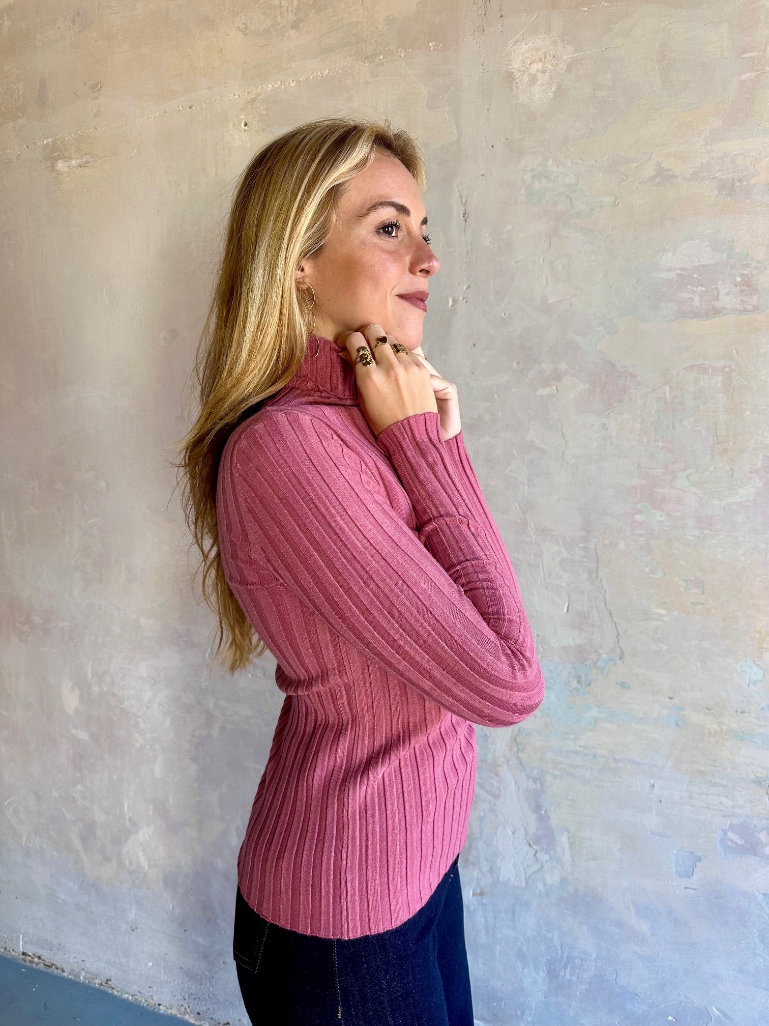 Jersey canalé cuello alto