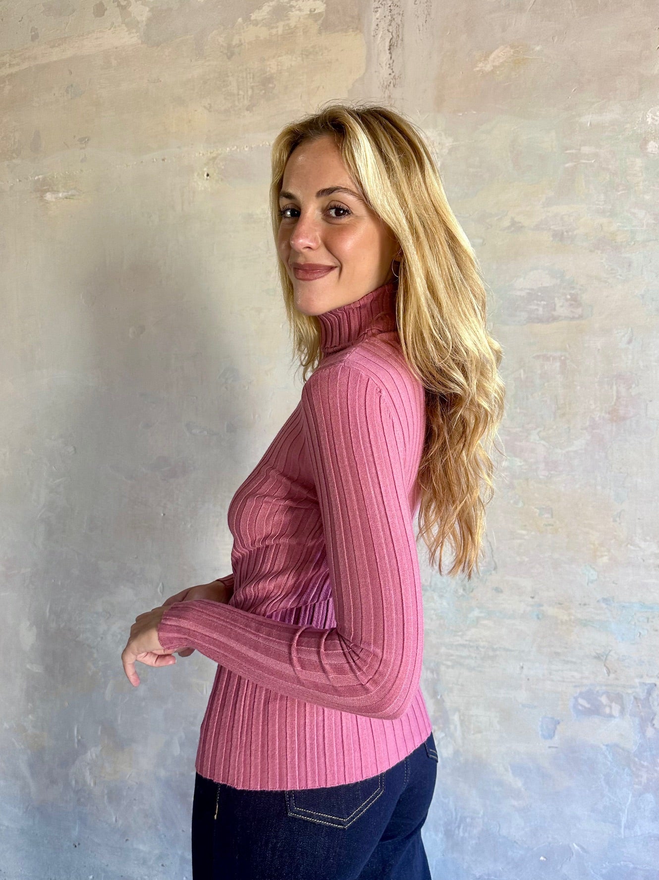 Jersey canalé cuello alto