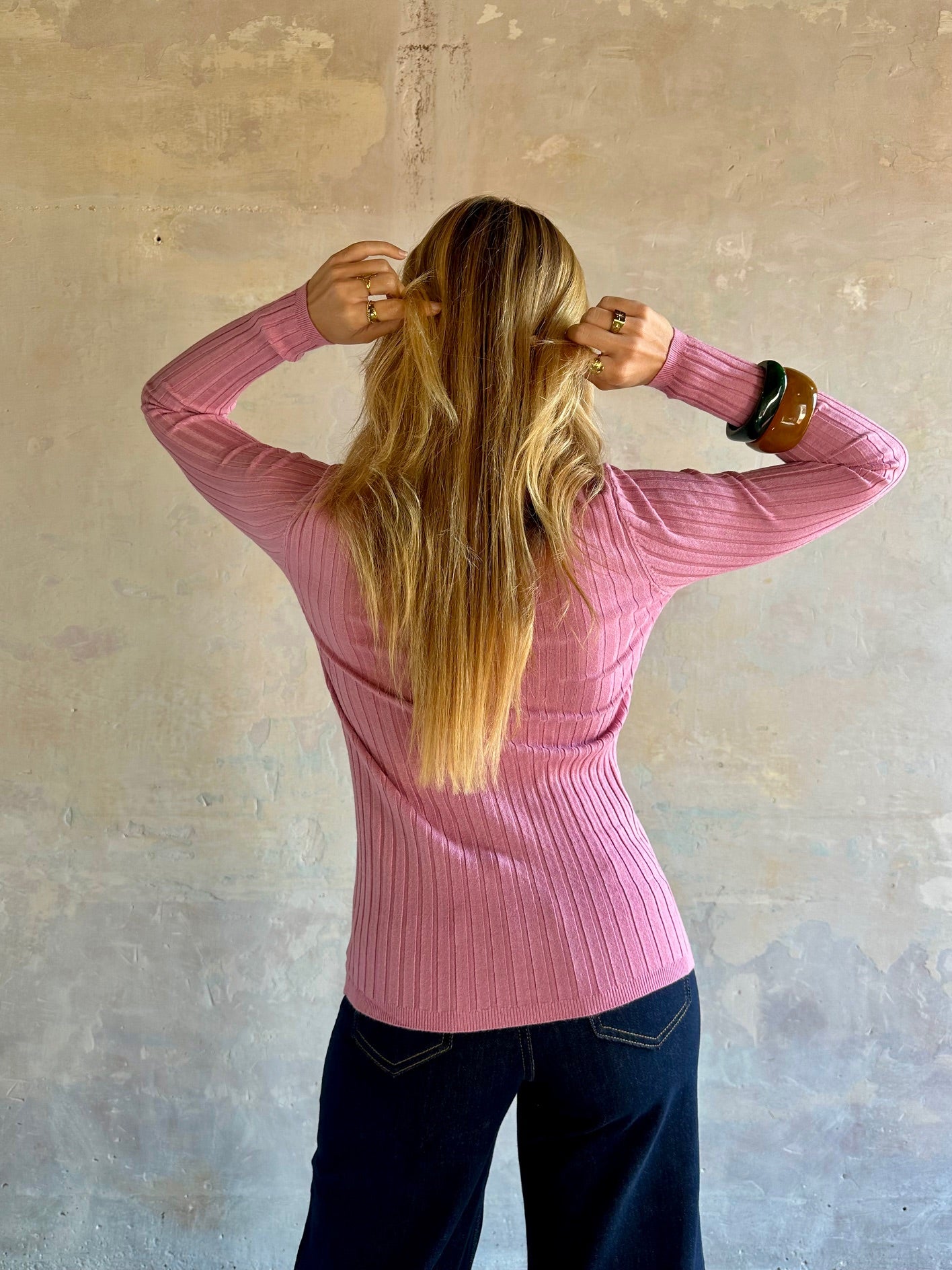 Jersey canalé cuello alto