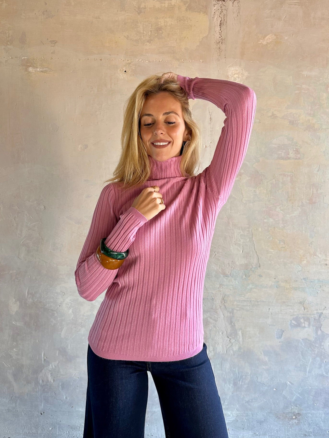 Jersey canalé cuello alto