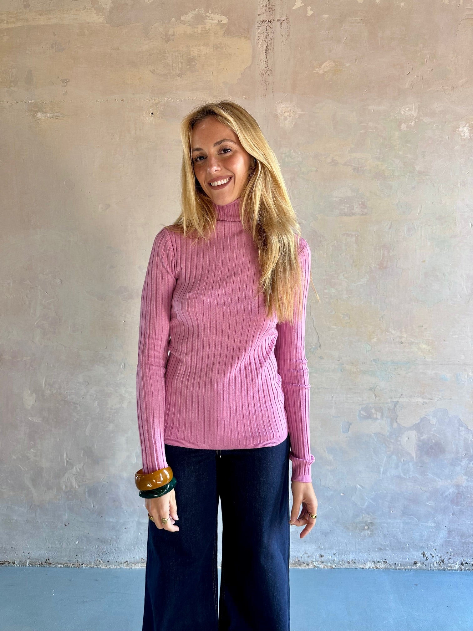 Jersey canalé cuello alto