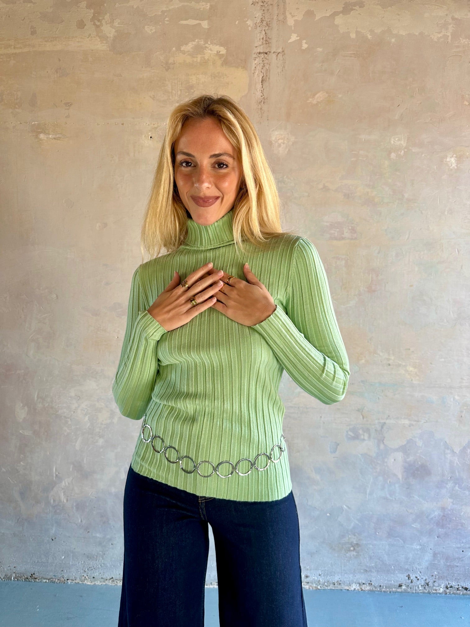 Jersey canalé cuello alto