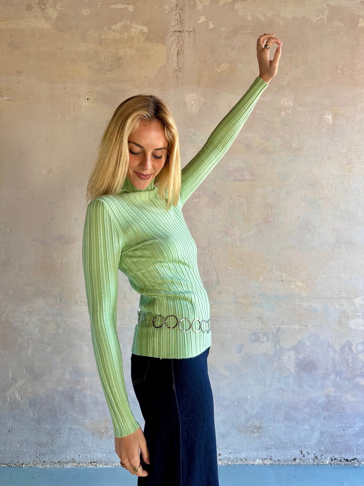 Jersey canalé cuello alto