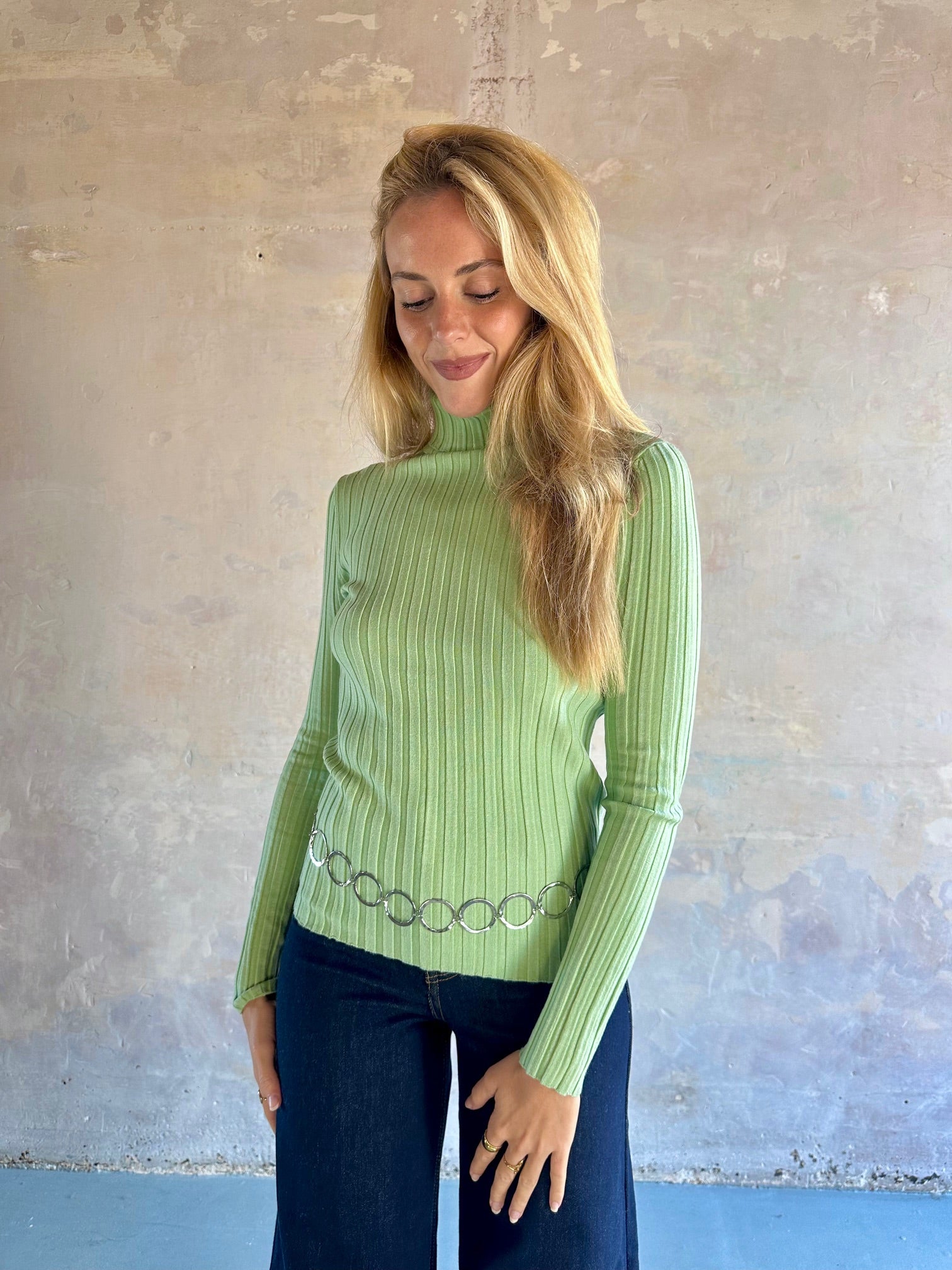 Jersey canalé cuello alto