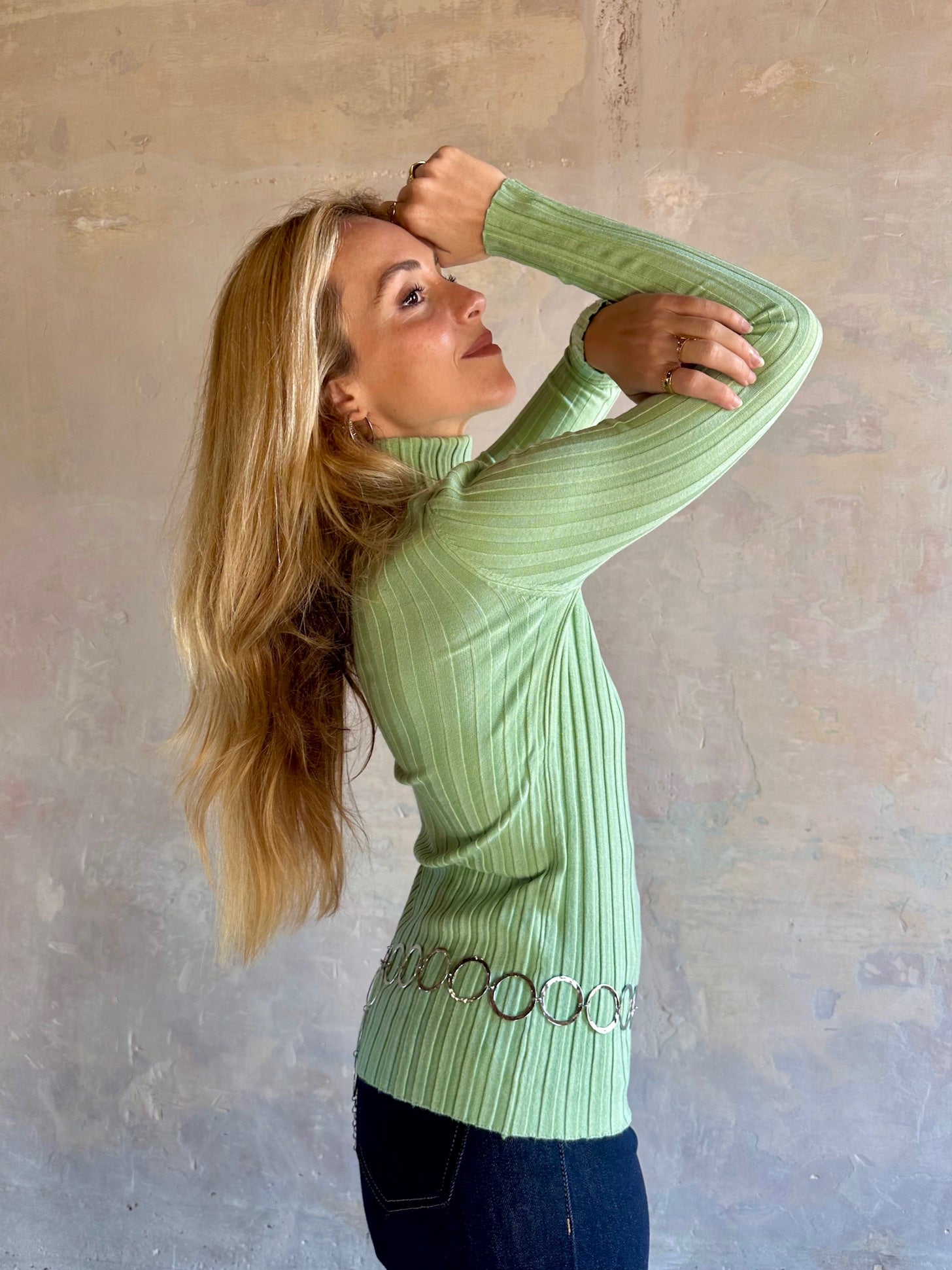 Jersey canalé cuello alto