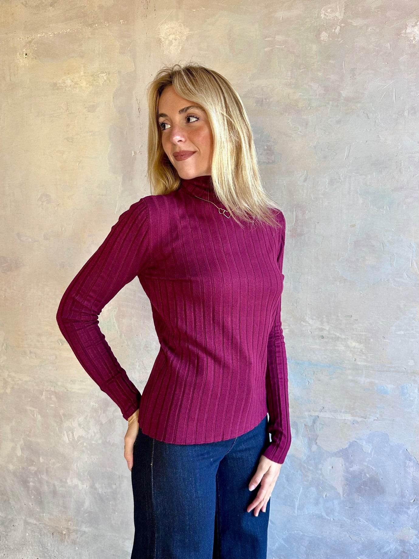 Jersey canalé cuello alto