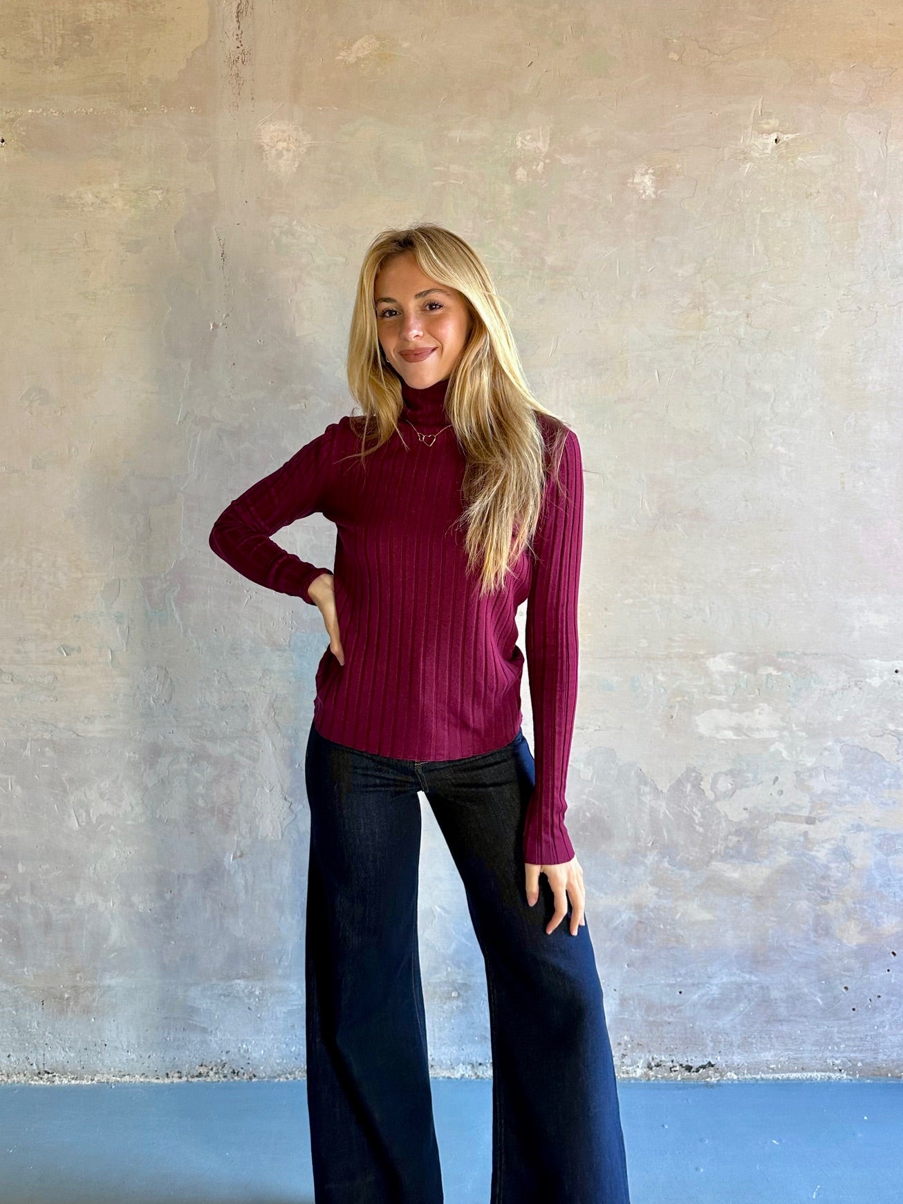 Jersey canalé cuello alto