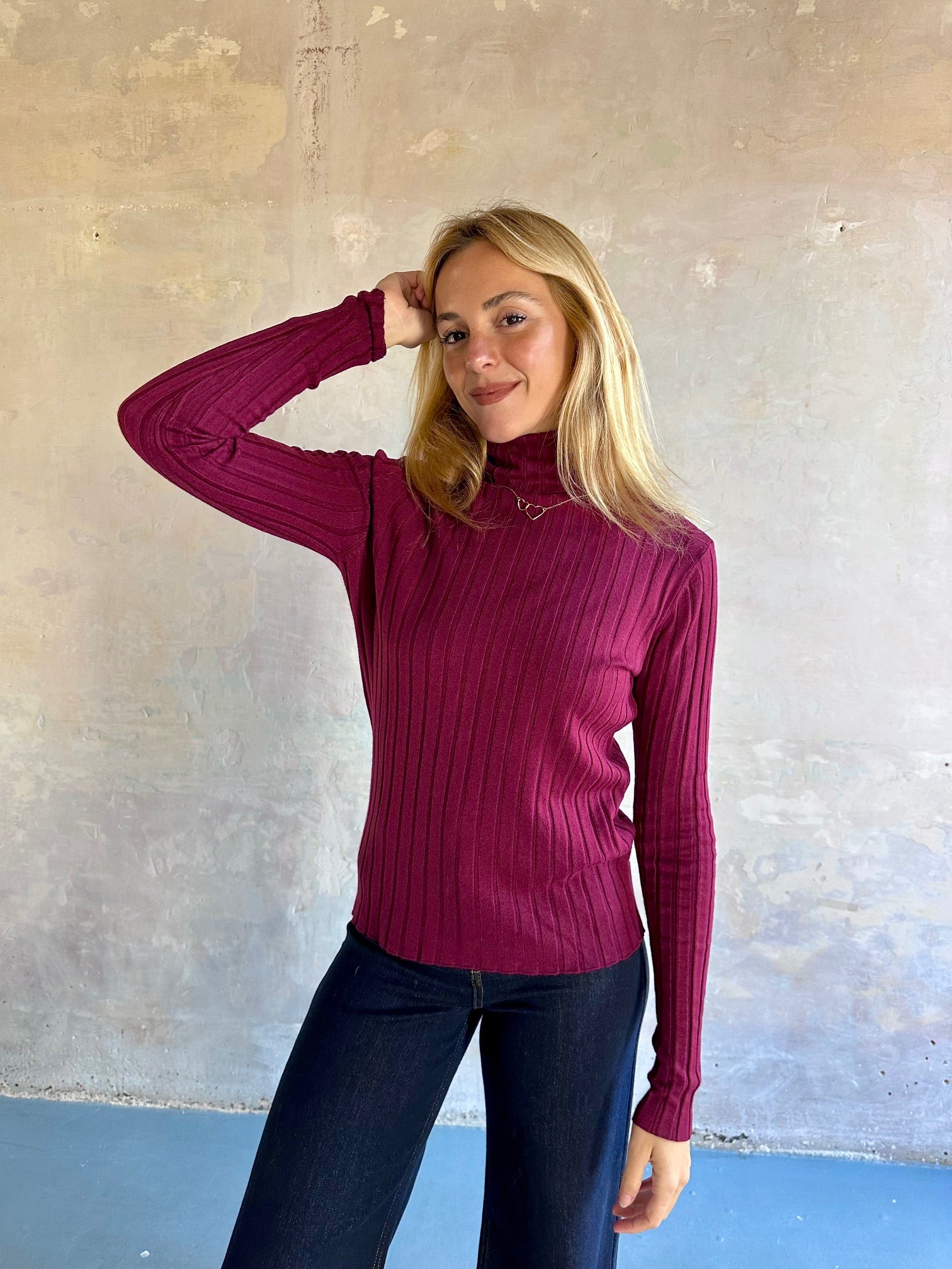 Jersey canalé cuello alto