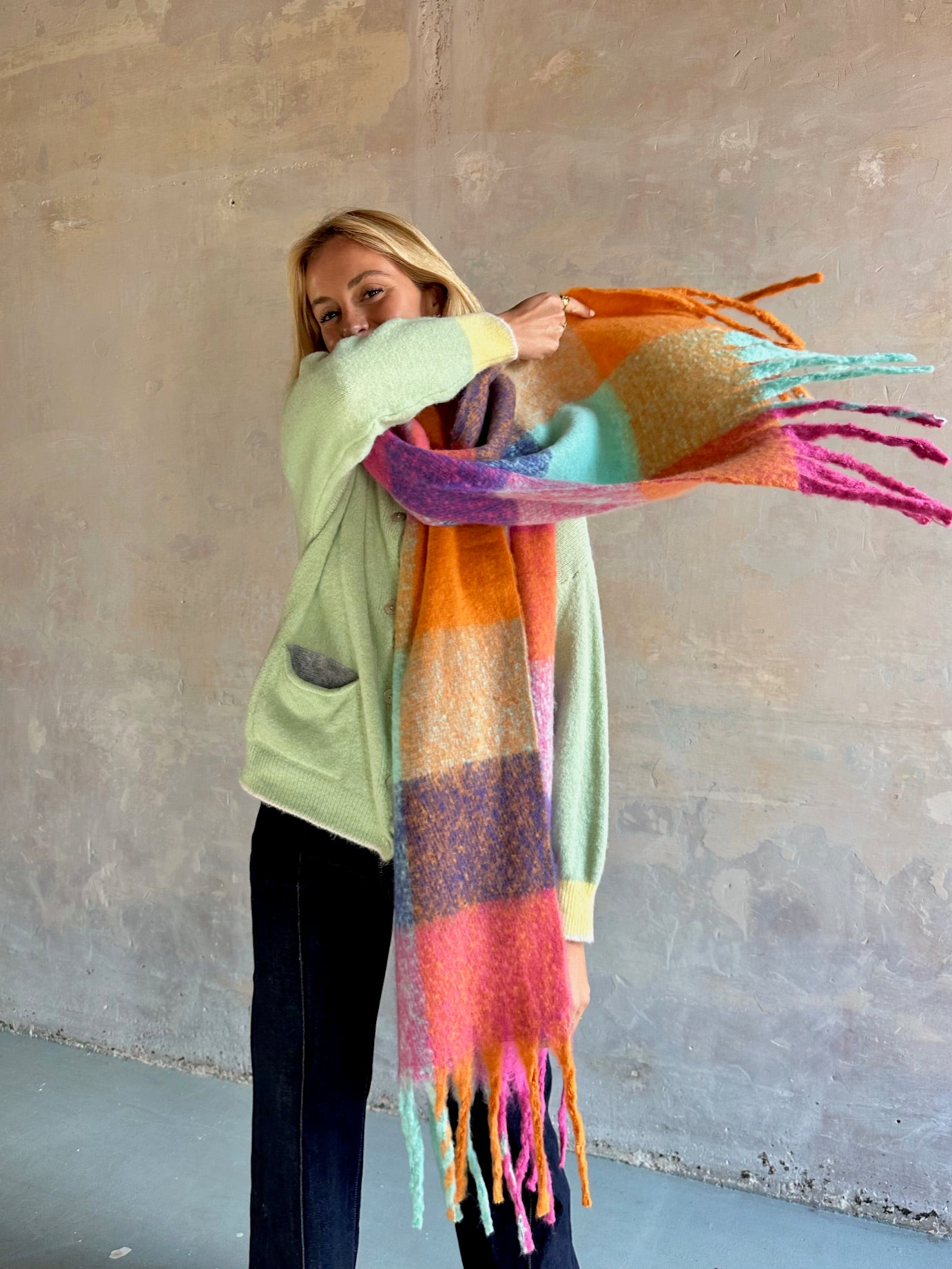 Maxi bufanda cuadros