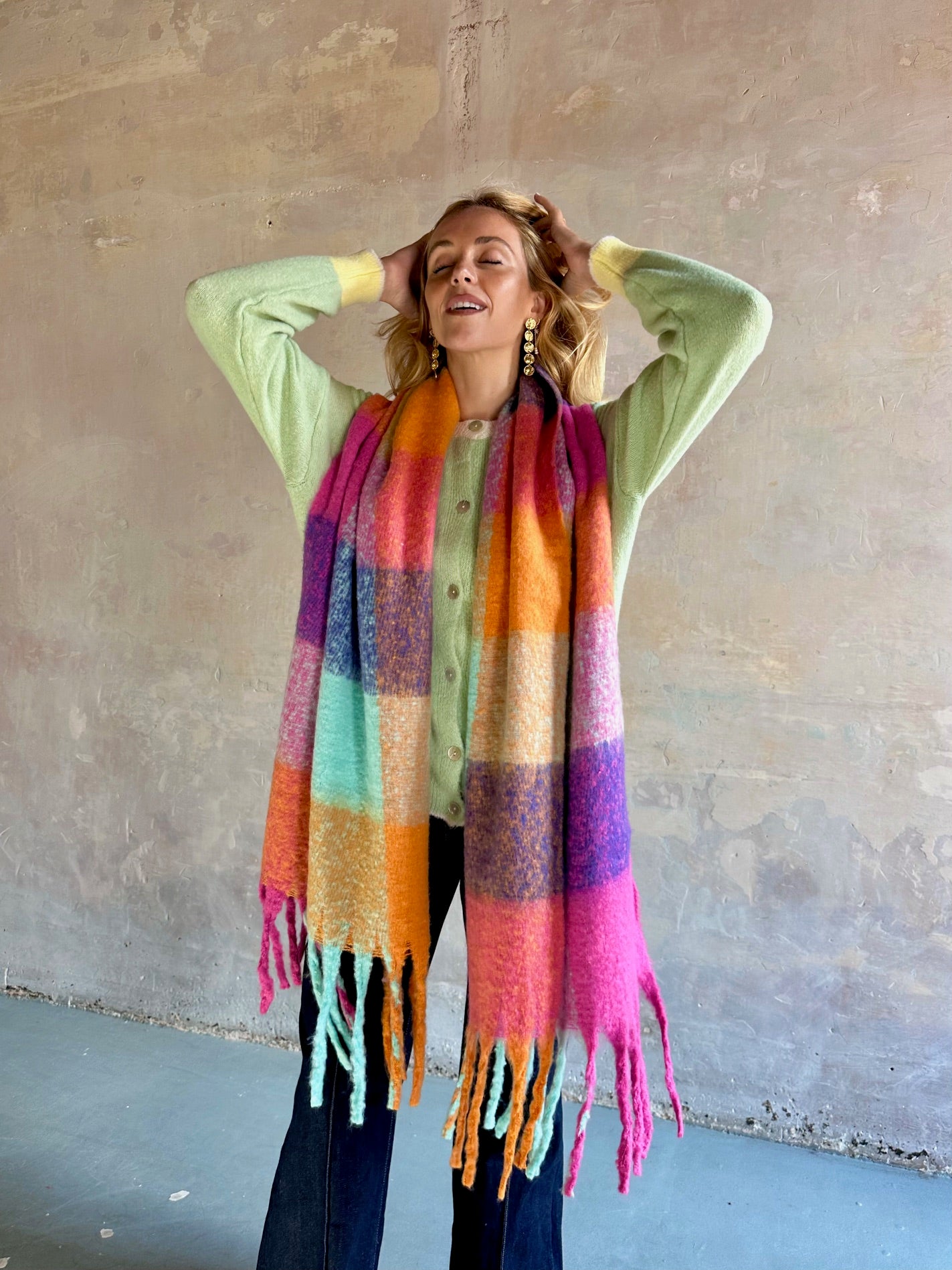 Maxi bufanda cuadros