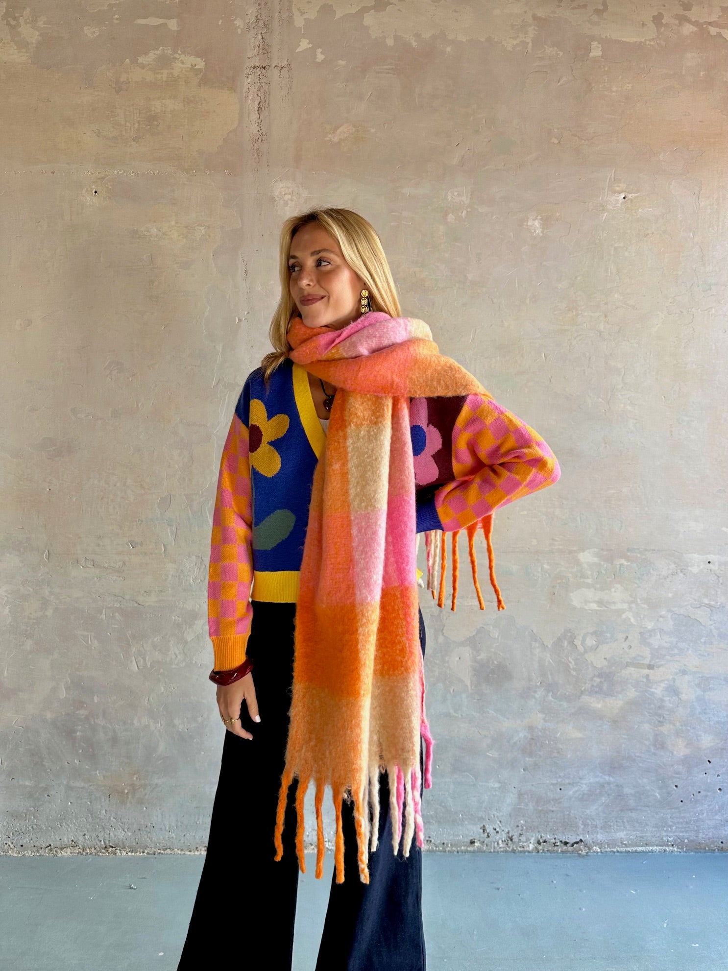 Maxi bufanda cuadros