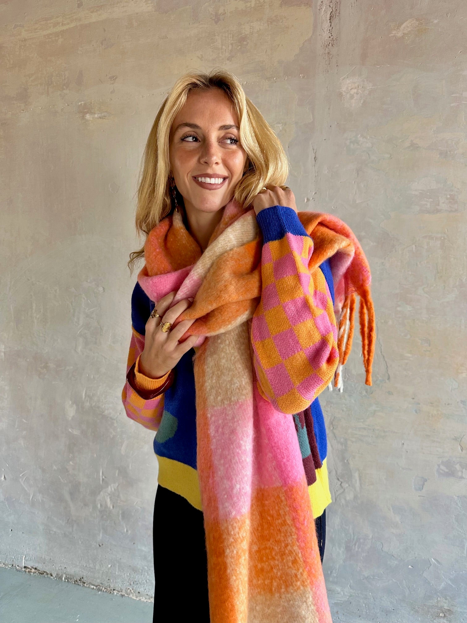 Maxi bufanda cuadros