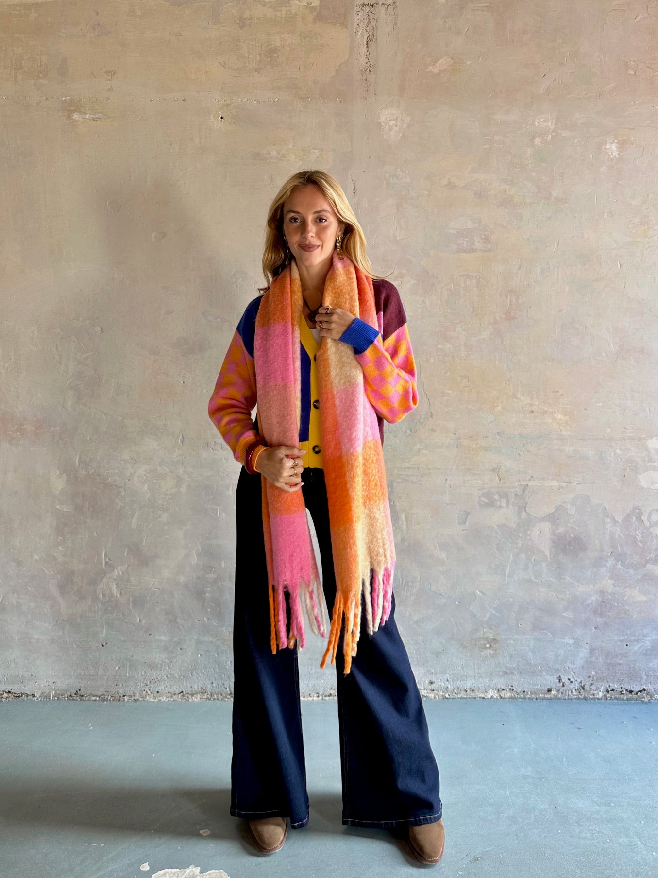 Maxi bufanda cuadros