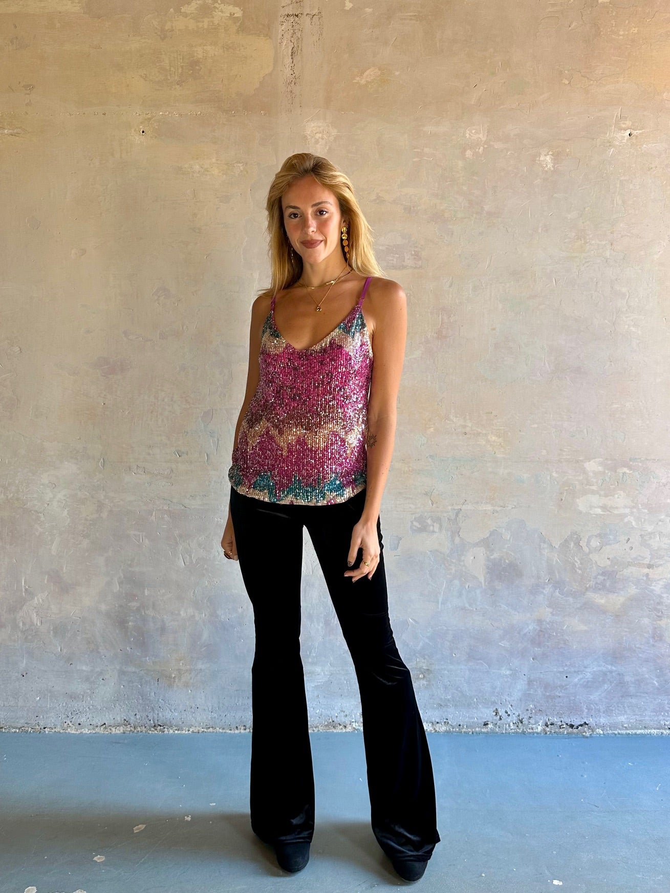 Pantalón flare velvet