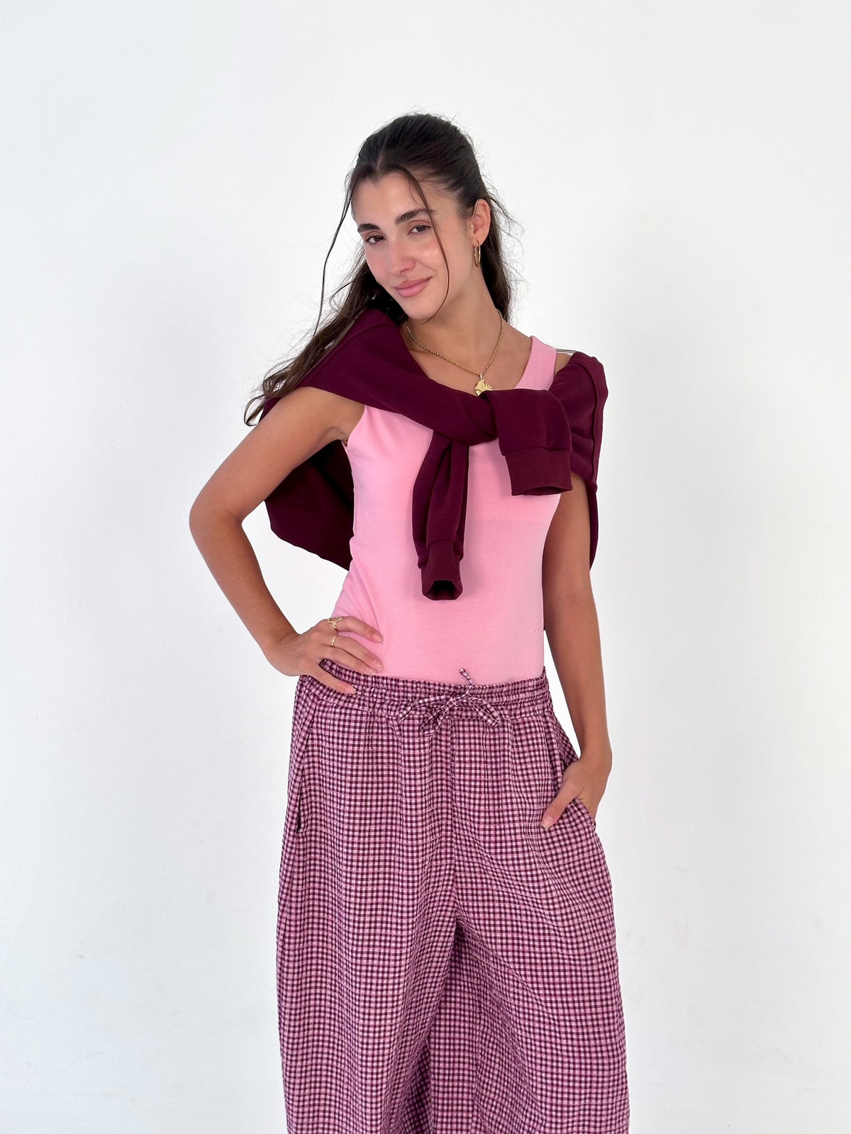 Pantalón bombacho vichy