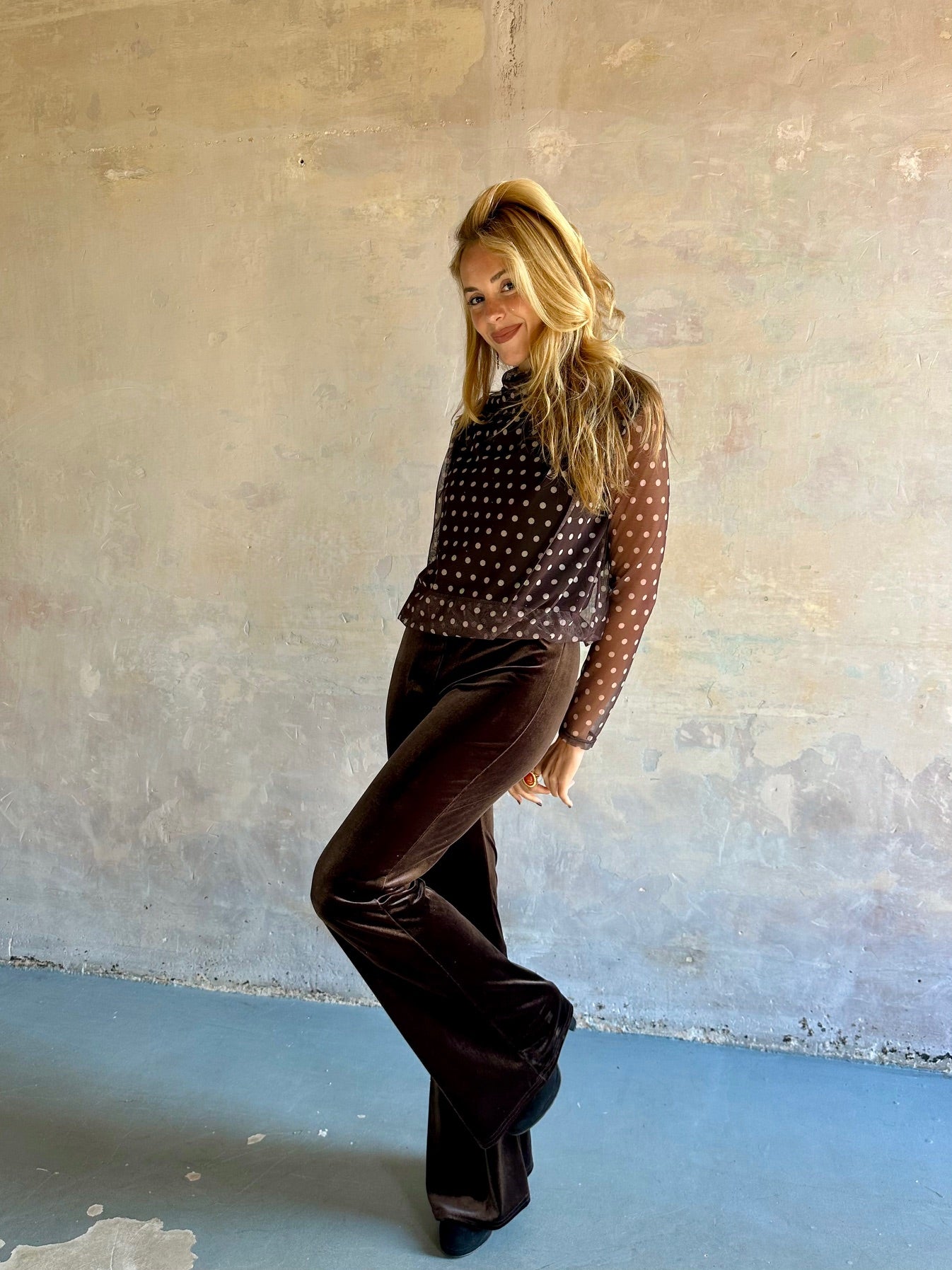 Pantalón flare velvet