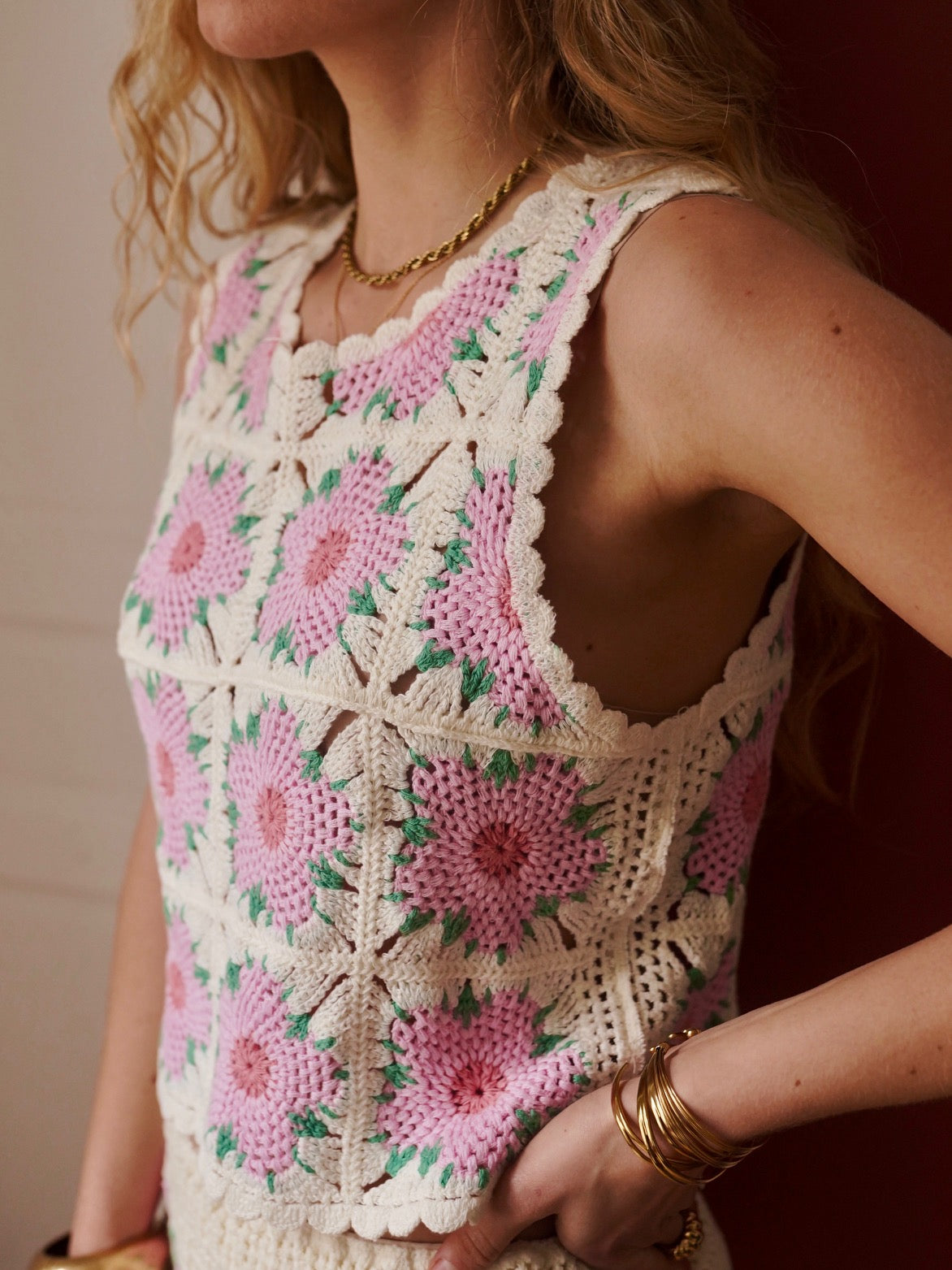 Top crochet flores