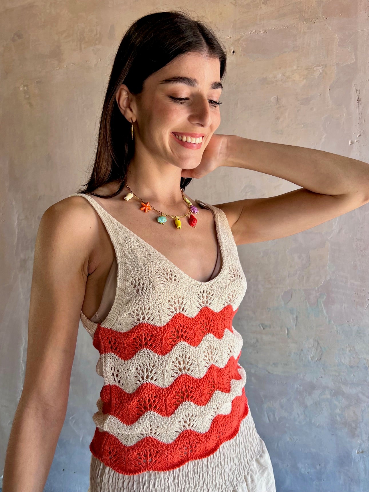 Top crochet rayas