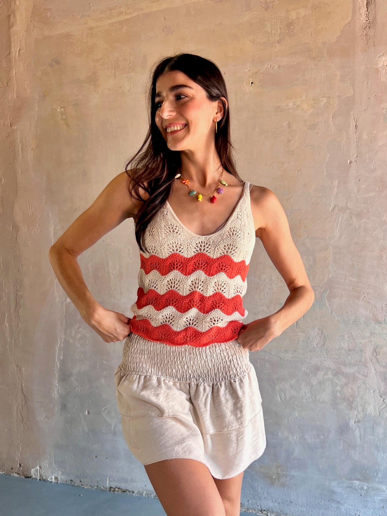 Top crochet rayas