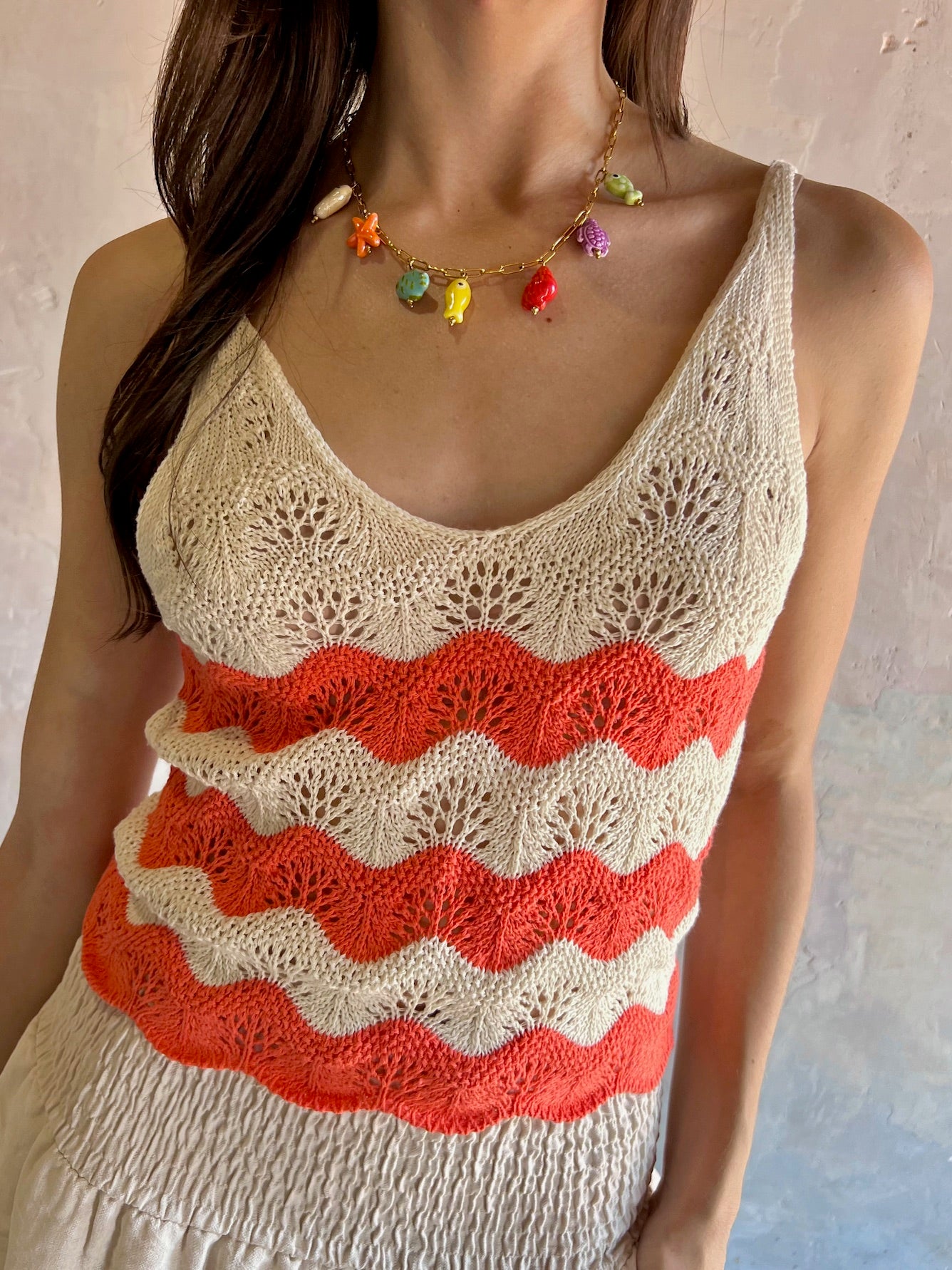 Top crochet rayas