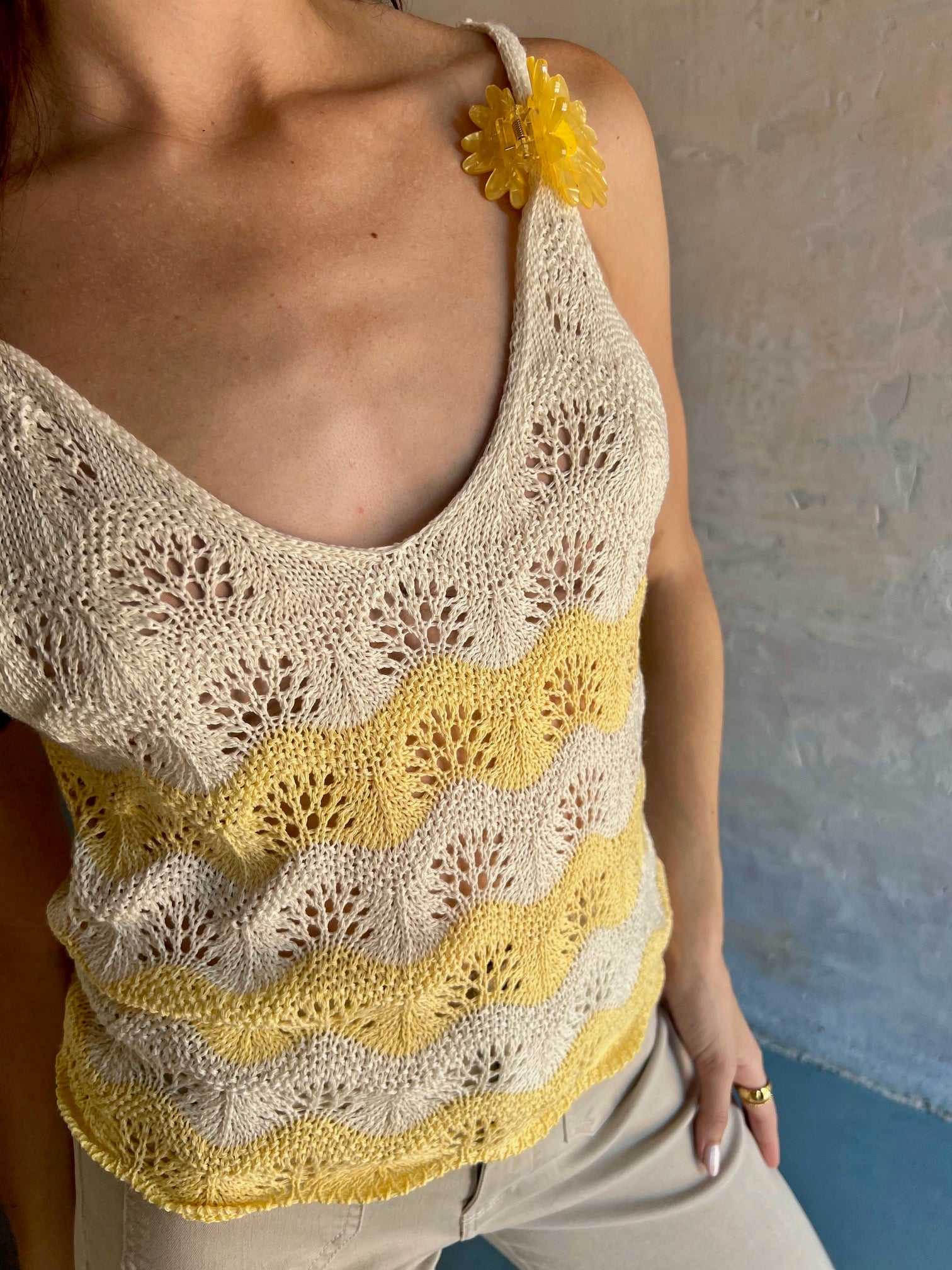 Top crochet rayas