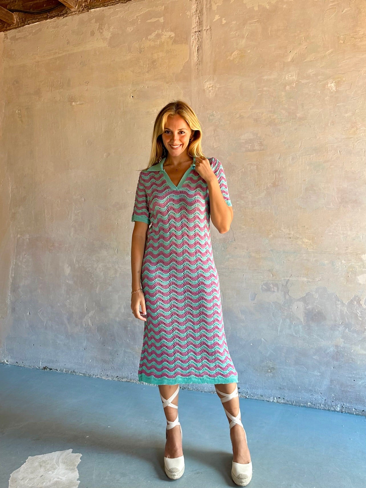 Vestido crochet rayas