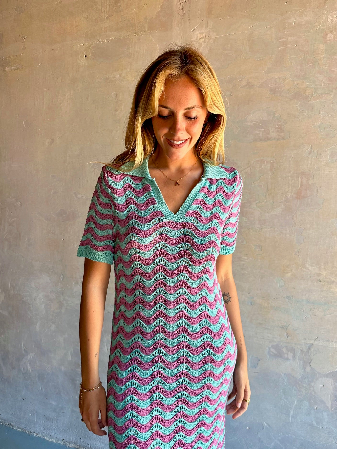 Vestido crochet rayas